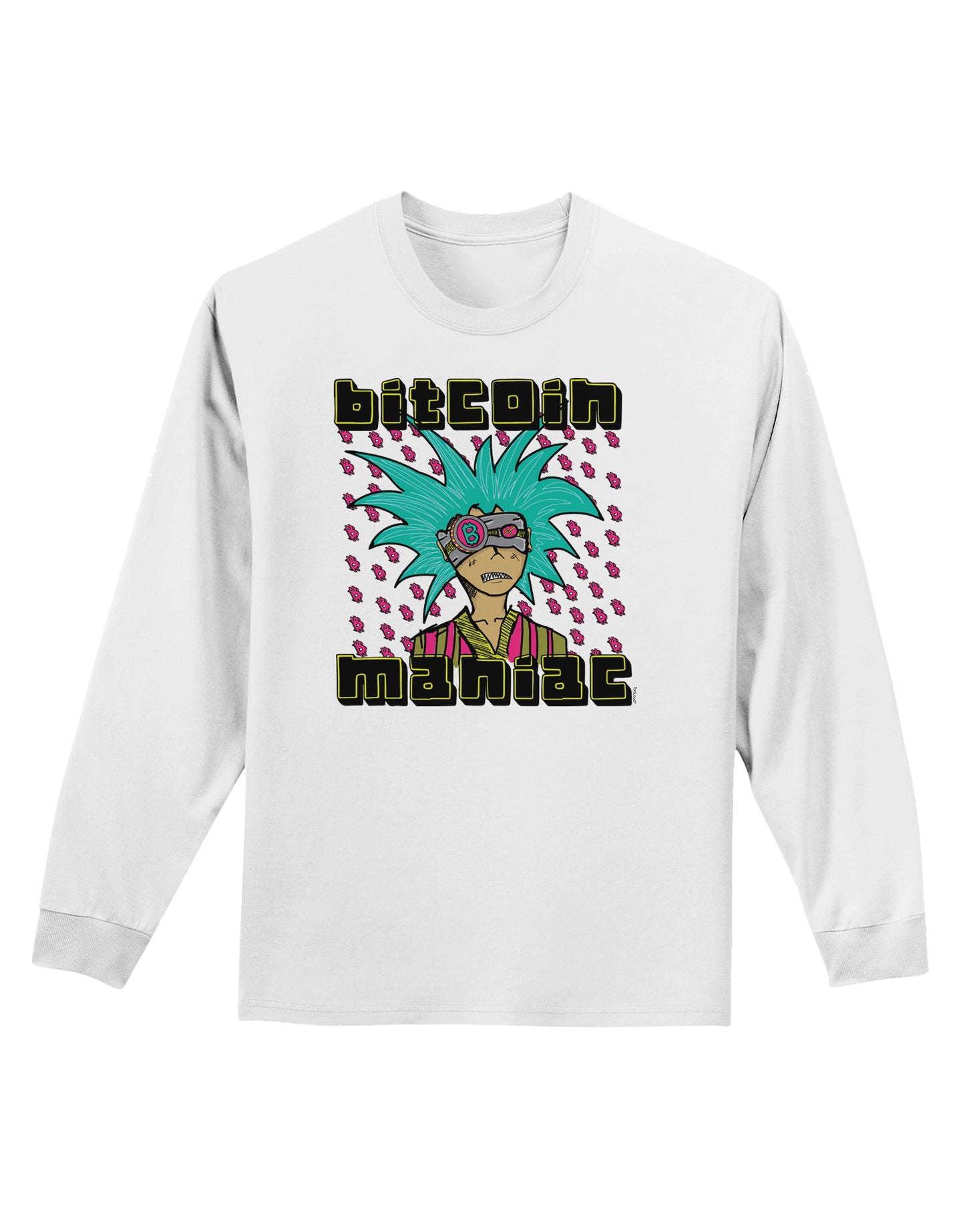 Bitcoin Maniac Crypto Adult Long Sleeve Shirt-Long Sleeve Shirt-TooLoud-White-Small-Davson Sales