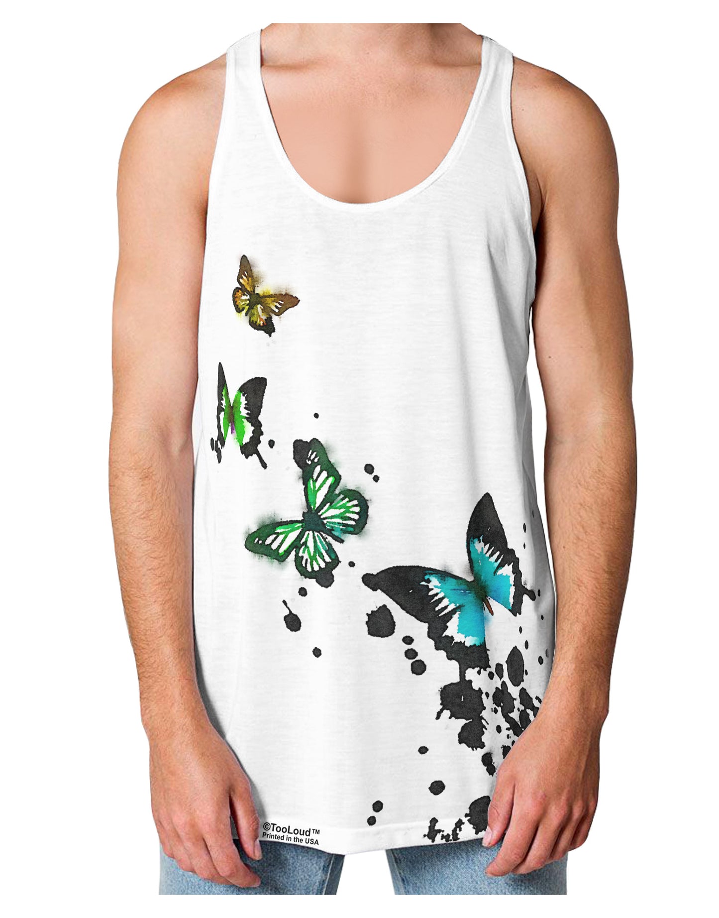 Splatter Butterflies AOP Loose Tank Top Single Side All Over Print-Loose Tank Top-TooLoud-White-Small-Davson Sales