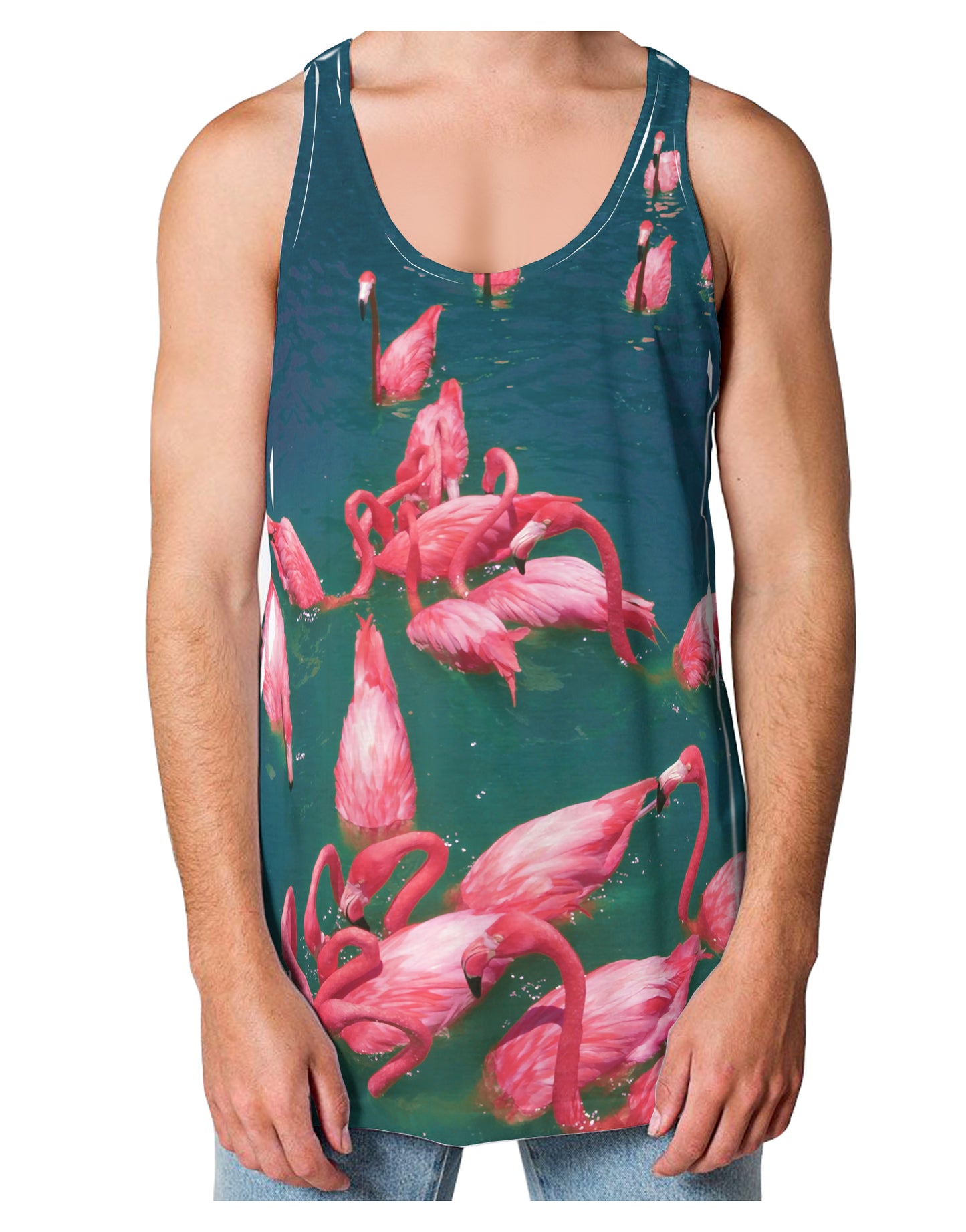 Bright Pink Painted Flamingos Loose Tank Top Dual Sided All Over Print-Loose Tank Top-TooLoud-White-Small-Davson Sales