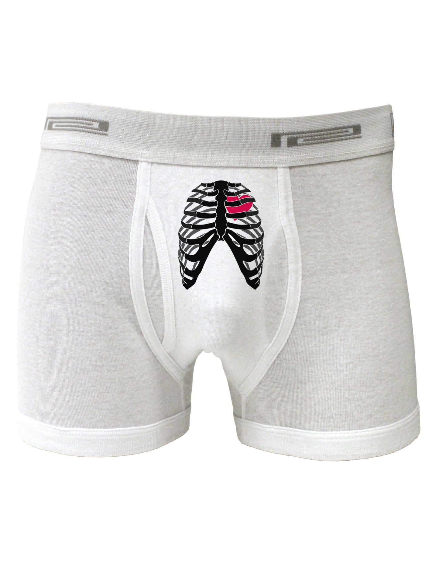 Black Skeleton Bones Ribcage with Heart Boxer Briefs-Boxer Briefs-TooLoud-White-Small-Davson Sales