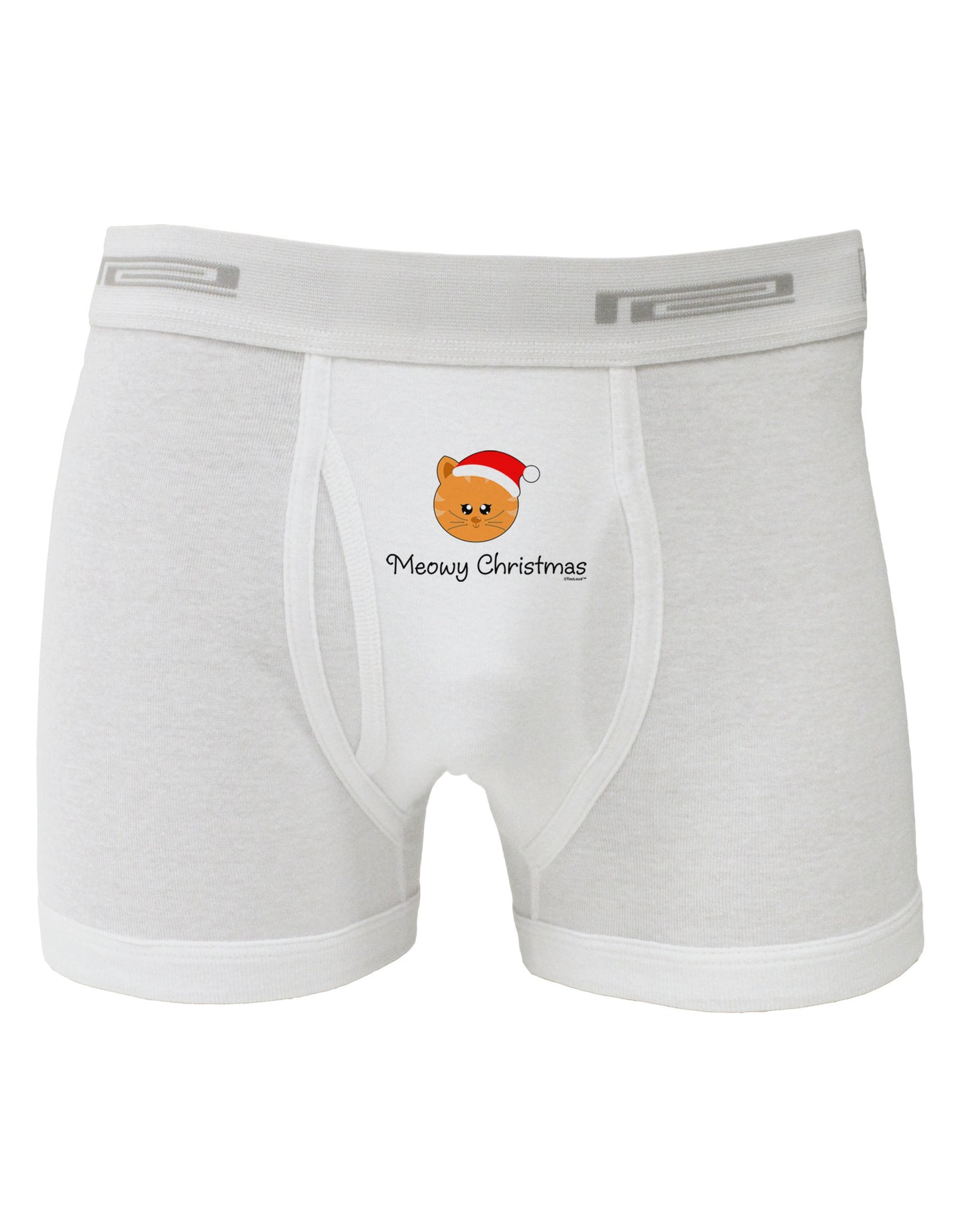 Meowy Christmas Cute Cat Santa Hat Boxer Briefs-Boxer Briefs-TooLoud-White-Small-Davson Sales