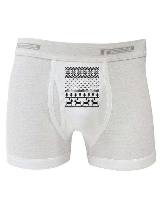 Ugly Christmas Sweater Snowflake Reindeer Pattern Boxer Briefs-Boxer Briefs-TooLoud-White-Small-Davson Sales