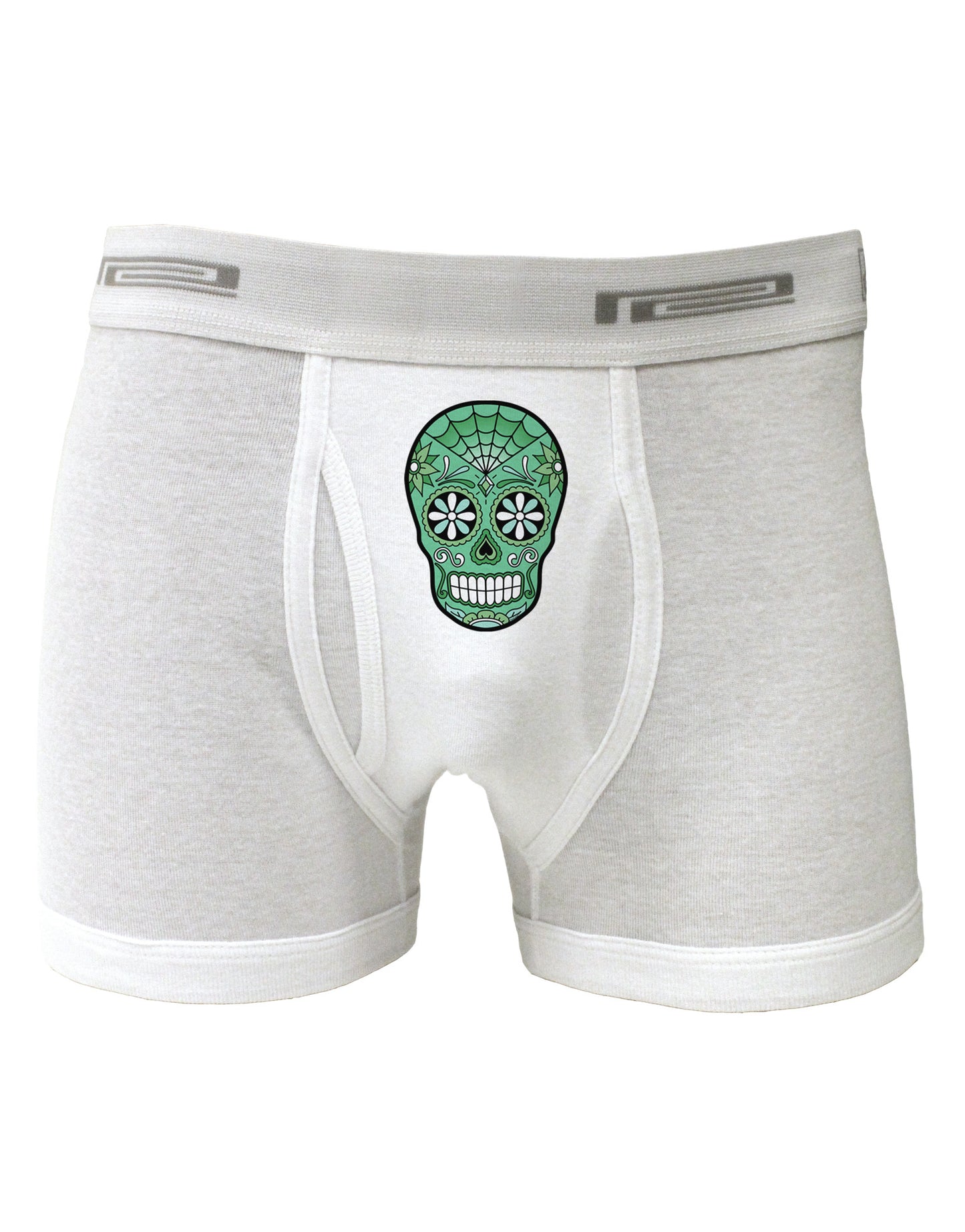 Version 5 Green Day of the Dead Calavera Boxer Briefs-Boxer Briefs-TooLoud-White-Small-Davson Sales