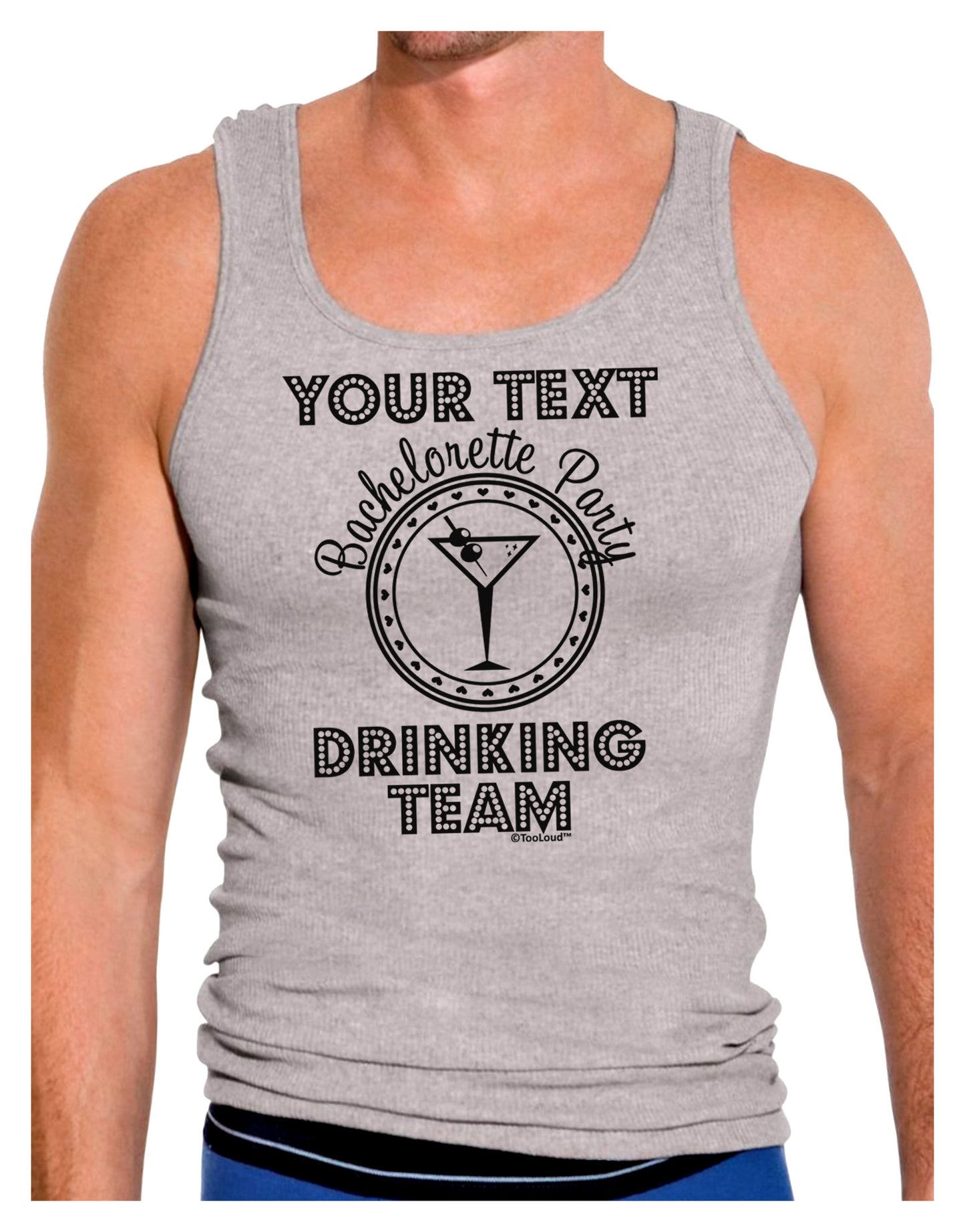 Personalized -Name- Bachelorette Party Drinking Team Mens Ribbed Tank Top-Mens Ribbed Tank Top-TooLoud-Heather-Gray-Small-Davson Sales