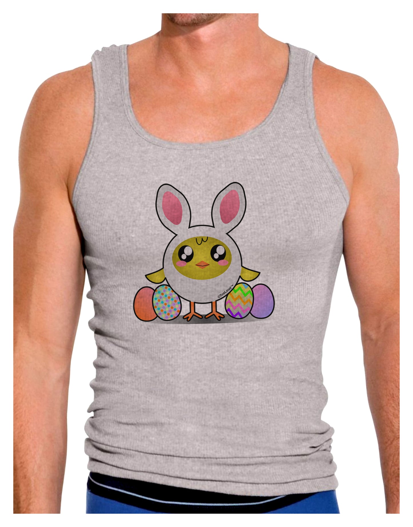 Chick In Bunny Costume Mens Ribbed Tank Top-Mens Ribbed Tank Top-TooLoud-Heather-Gray-Small-Davson Sales