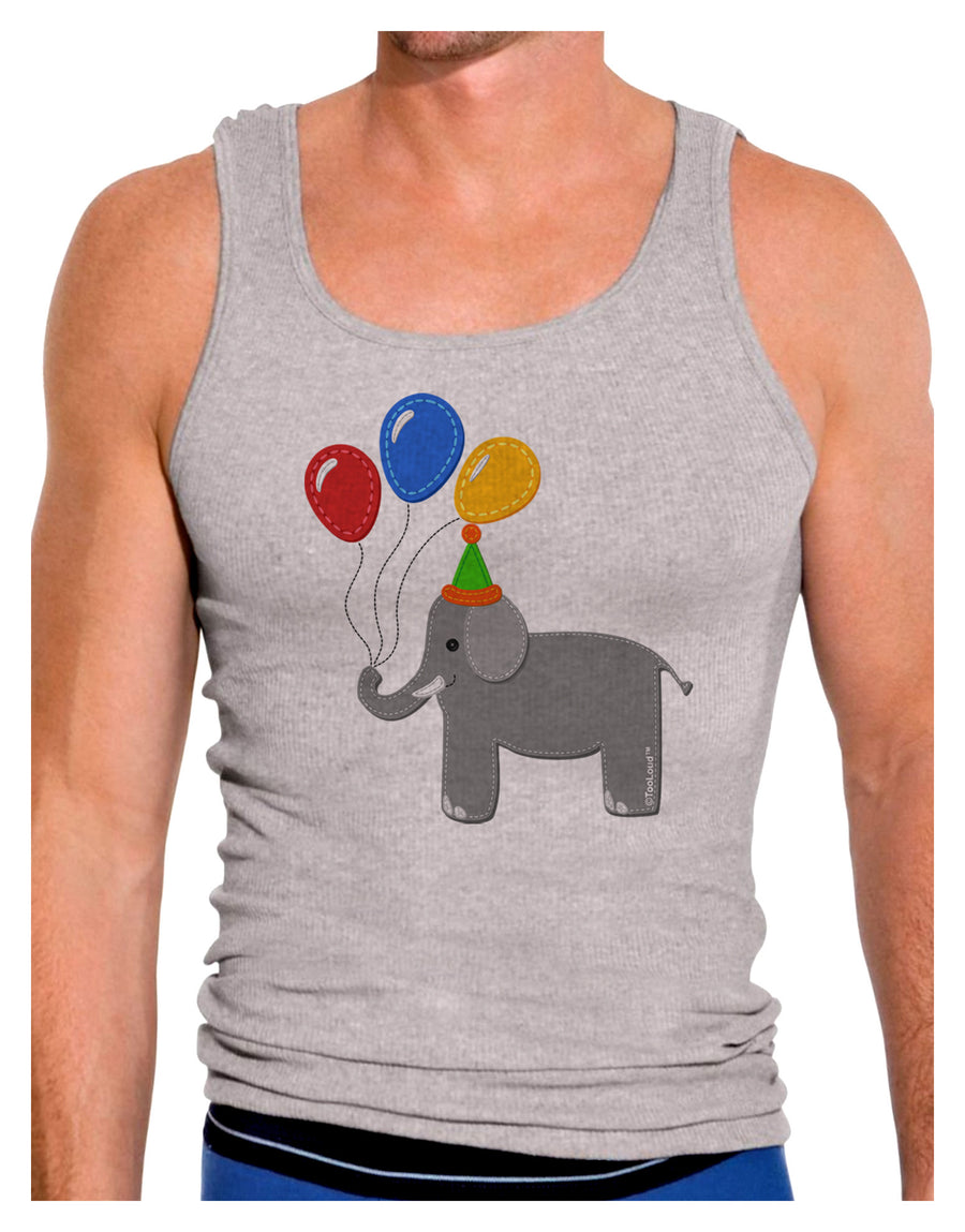 Cute Elephant with Balloons Mens Ribbed Tank Top-Mens Ribbed Tank Top-TooLoud-White-Small-Davson Sales