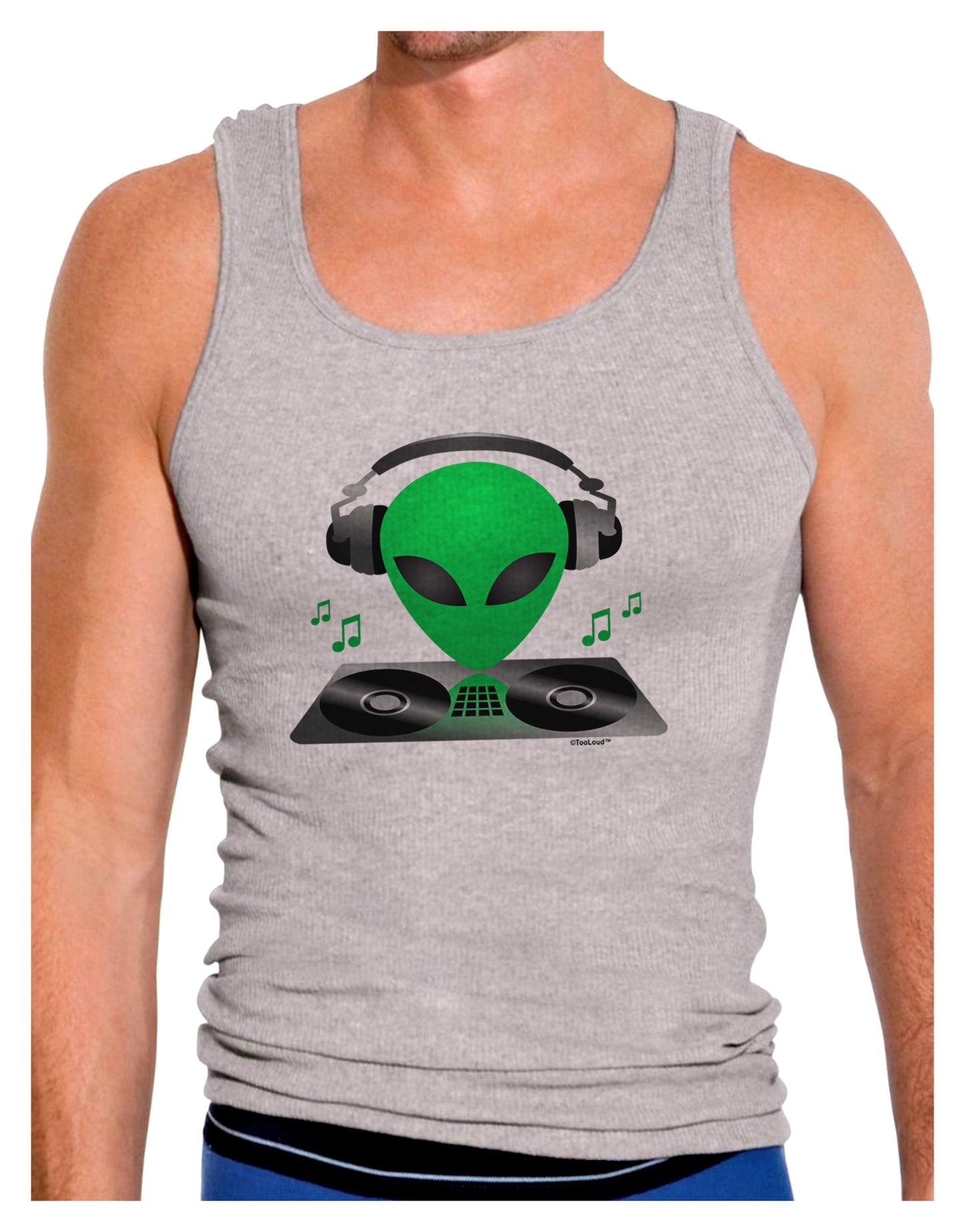 Alien DJ Mens Ribbed Tank Top-Mens Ribbed Tank Top-TooLoud-Heather-Gray-Small-Davson Sales