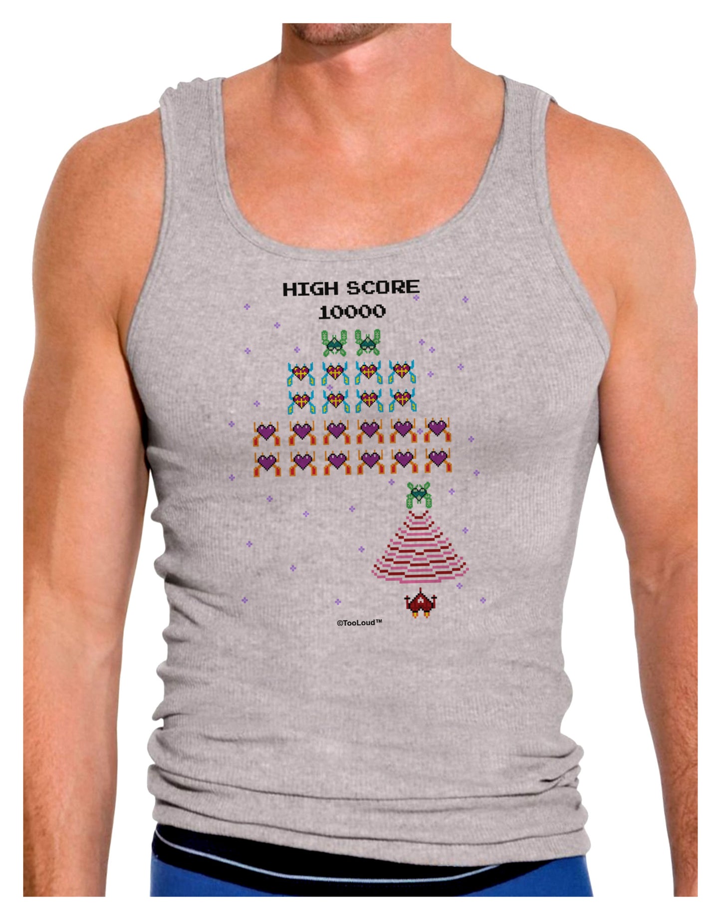 Retro Heart Fighter Mens Ribbed Tank Top-Mens Ribbed Tank Top-TooLoud-Heather-Gray-Small-Davson Sales