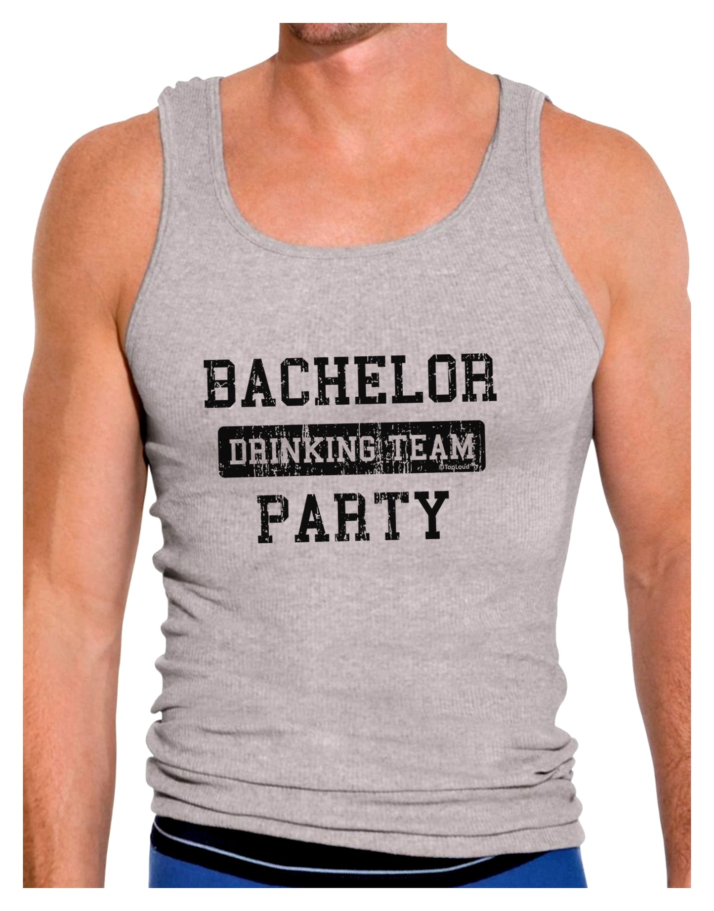 Bachelor Party Drinking Team - Distressed Mens Ribbed Tank Top-Mens Ribbed Tank Top-TooLoud-Heather-Gray-Small-Davson Sales