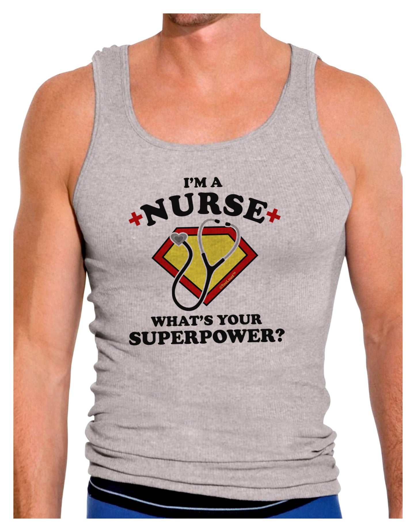 Nurse - Superpower Mens Ribbed Tank Top-Mens Ribbed Tank Top-TooLoud-Heather-Gray-Small-Davson Sales