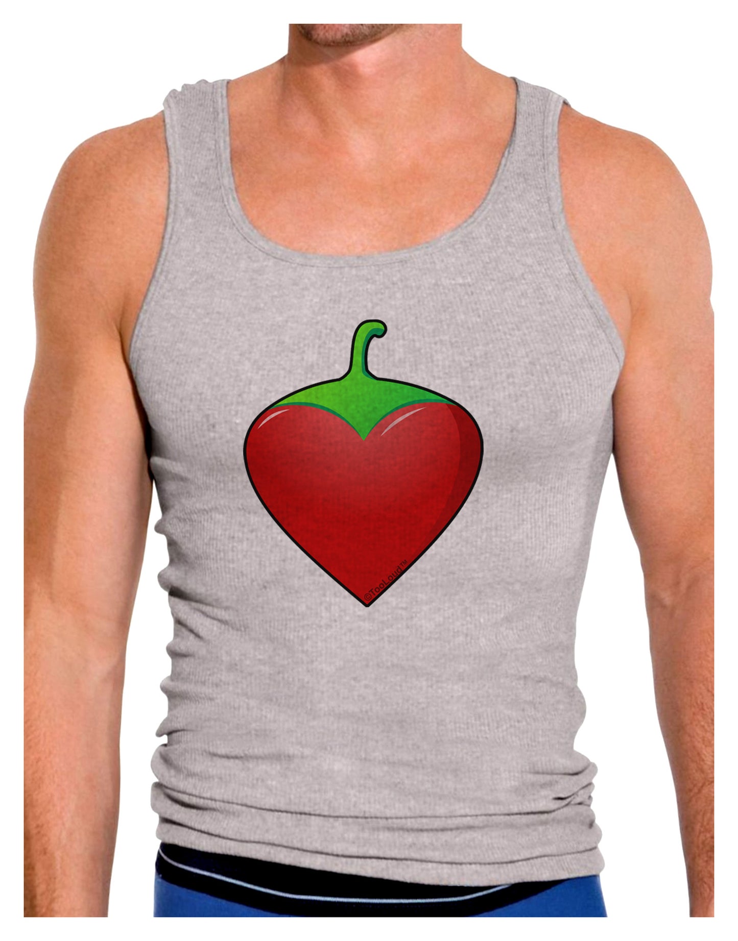 Chili Pepper Heart Mens Ribbed Tank Top-Mens Ribbed Tank Top-TooLoud-Heather-Gray-Small-Davson Sales