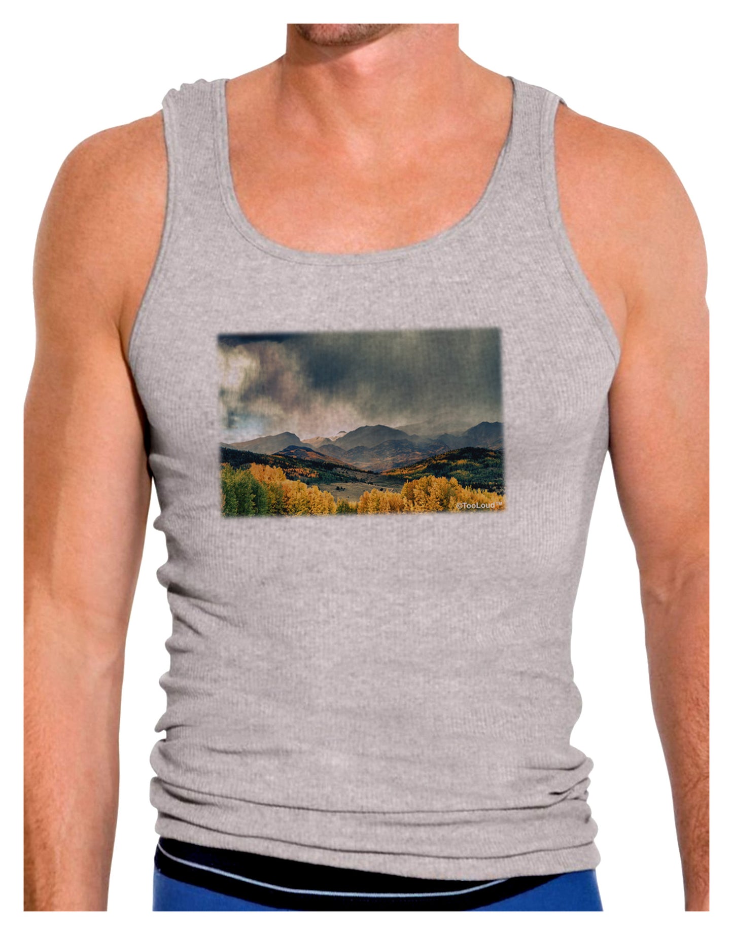 Colorado Mountain Scene Photo Mens Ribbed Tank Top-Mens Ribbed Tank Top-TooLoud-Heather-Gray-Small-Davson Sales