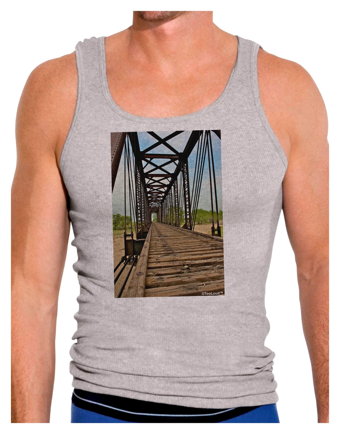 Colorado Landscape Bridge Mens Ribbed Tank Top-Mens Ribbed Tank Top-TooLoud-Heather-Gray-Small-Davson Sales