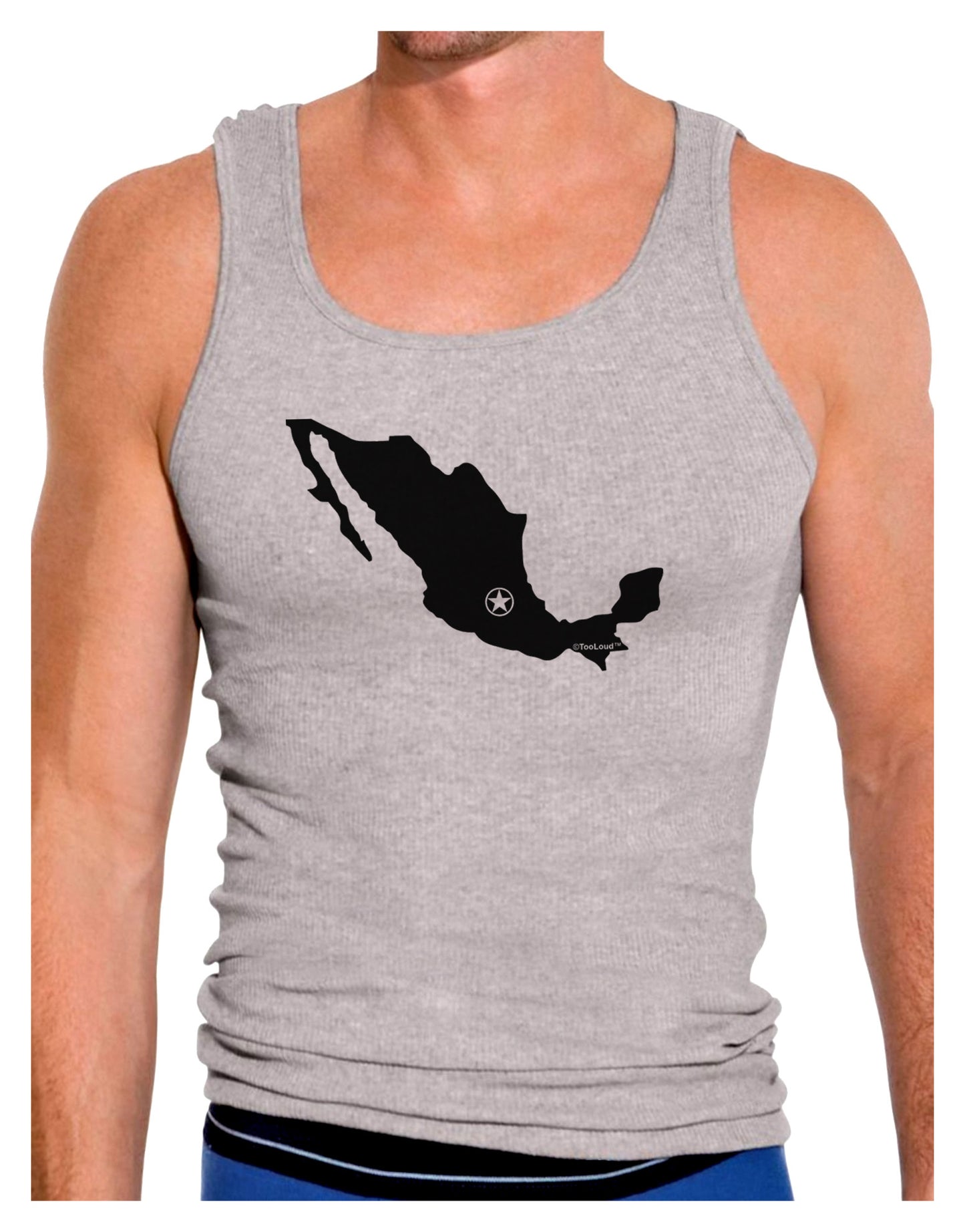 Mexico - Mexico City Star Mens Ribbed Tank Top-Mens Ribbed Tank Top-TooLoud-Heather-Gray-Small-Davson Sales