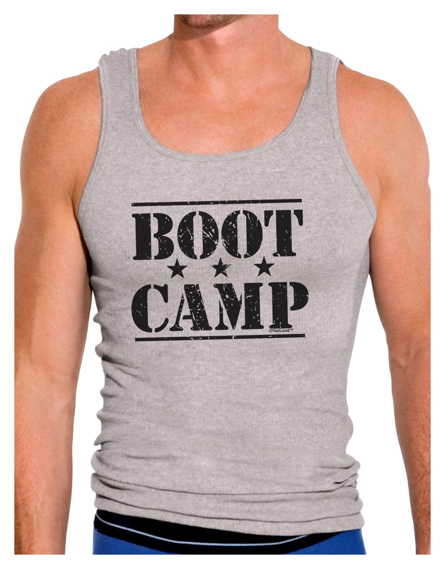 Bootcamp Large distressed Text Mens Ribbed Tank Top-Mens Ribbed Tank Top-TooLoud-White-Small-Davson Sales