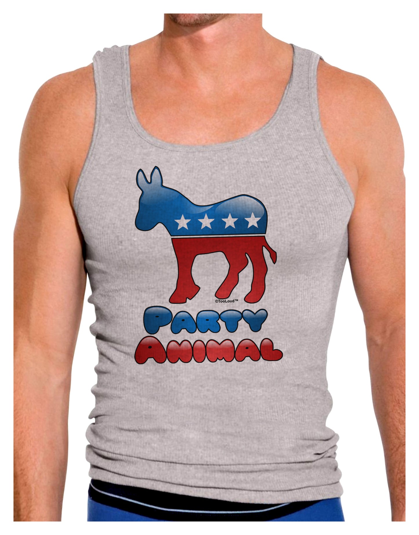 Democrat Party Animal Mens Ribbed Tank Top-Mens Ribbed Tank Top-TooLoud-Heather-Gray-Small-Davson Sales
