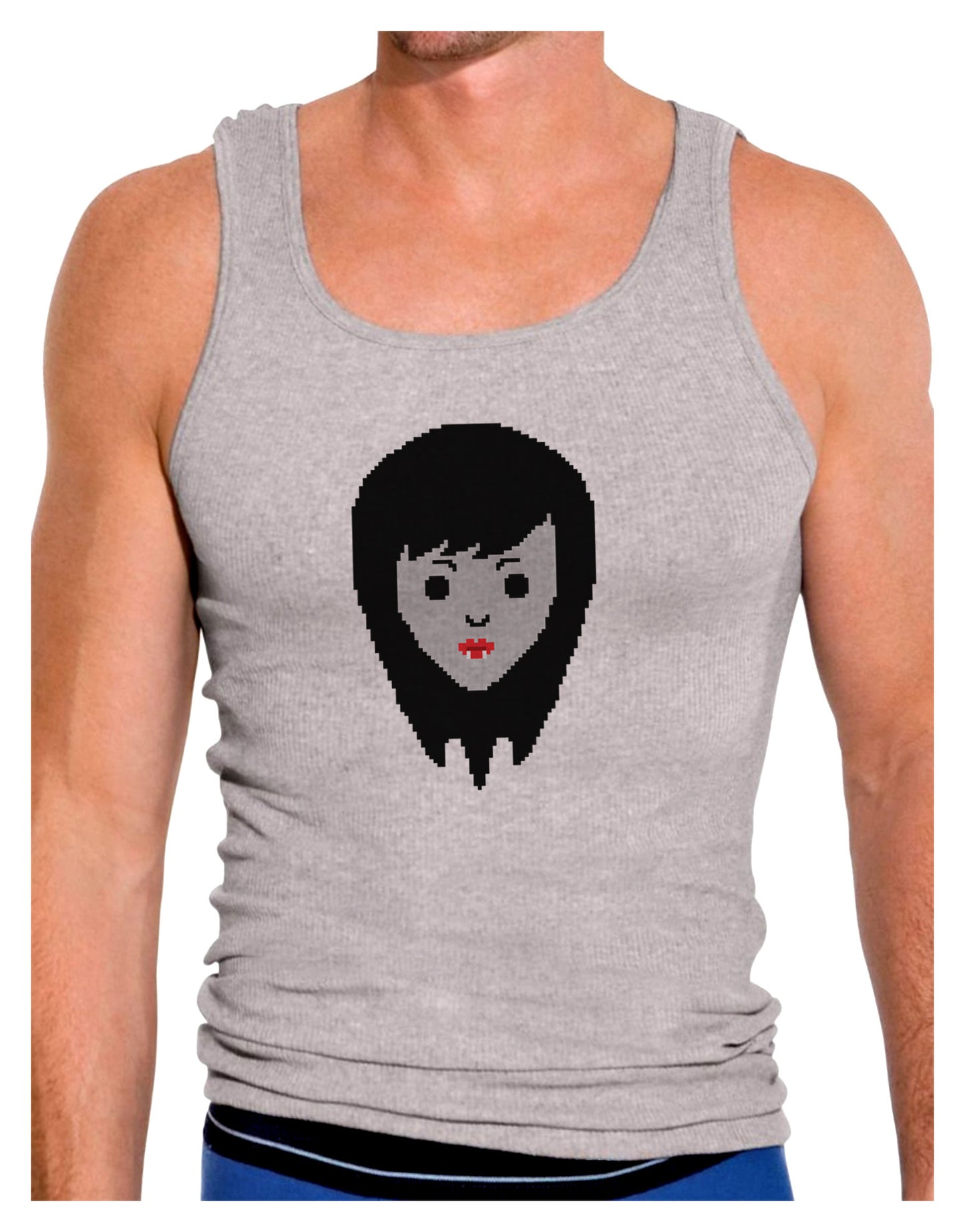 Cute Pixel Vampire Female Mens Ribbed Tank Top-Mens Ribbed Tank Top-TooLoud-Heather-Gray-Small-Davson Sales