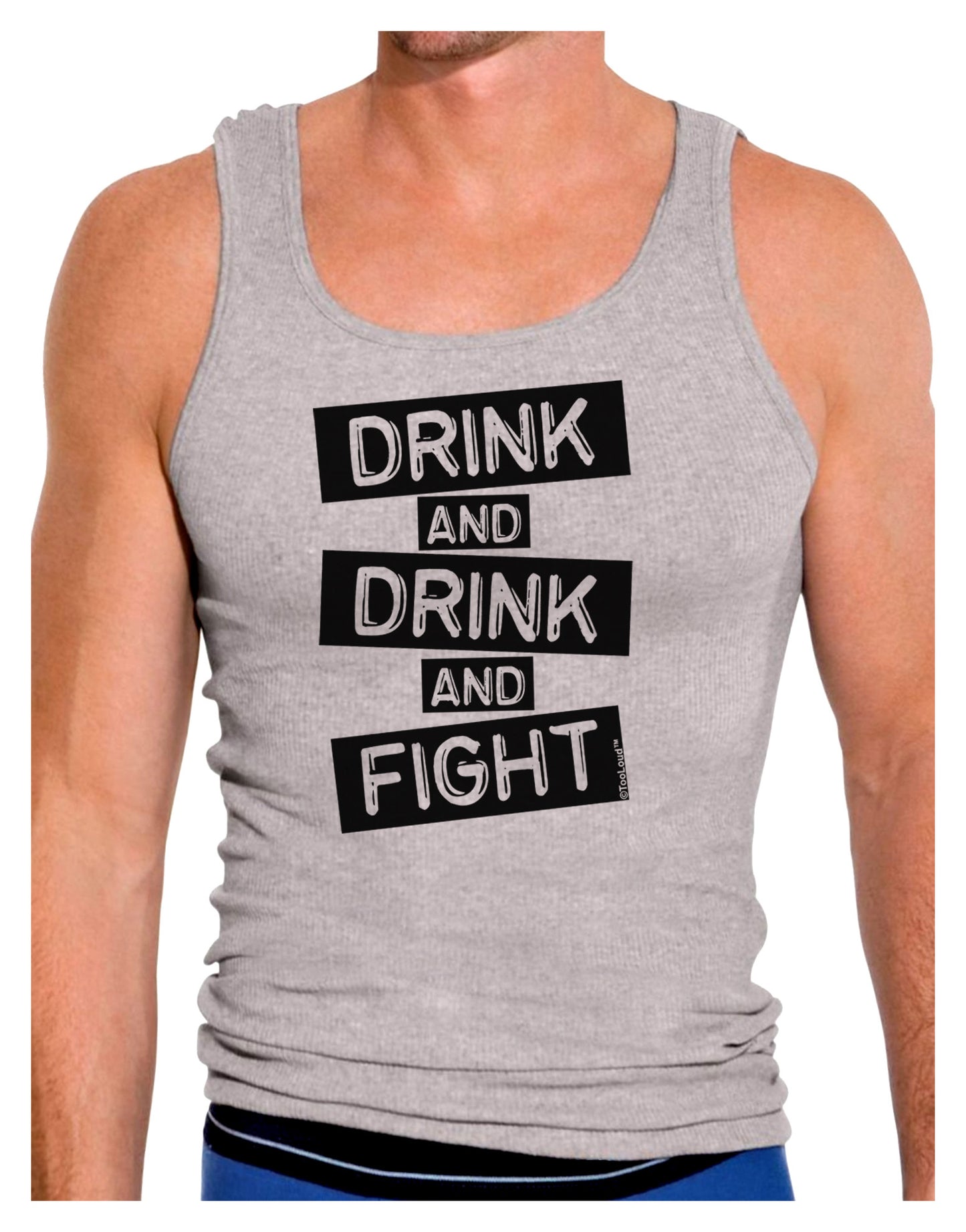 Drink and Drink and Fight Mens Ribbed Tank Top-Mens Ribbed Tank Top-TooLoud-Heather-Gray-Small-Davson Sales