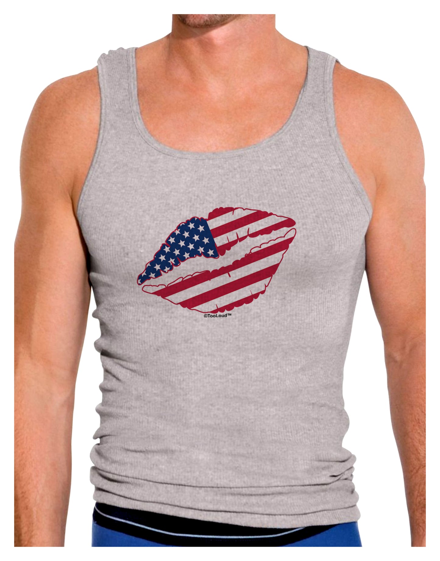 American Flag Lipstick Mens Ribbed Tank Top-Mens Ribbed Tank Top-TooLoud-Heather-Gray-Small-Davson Sales