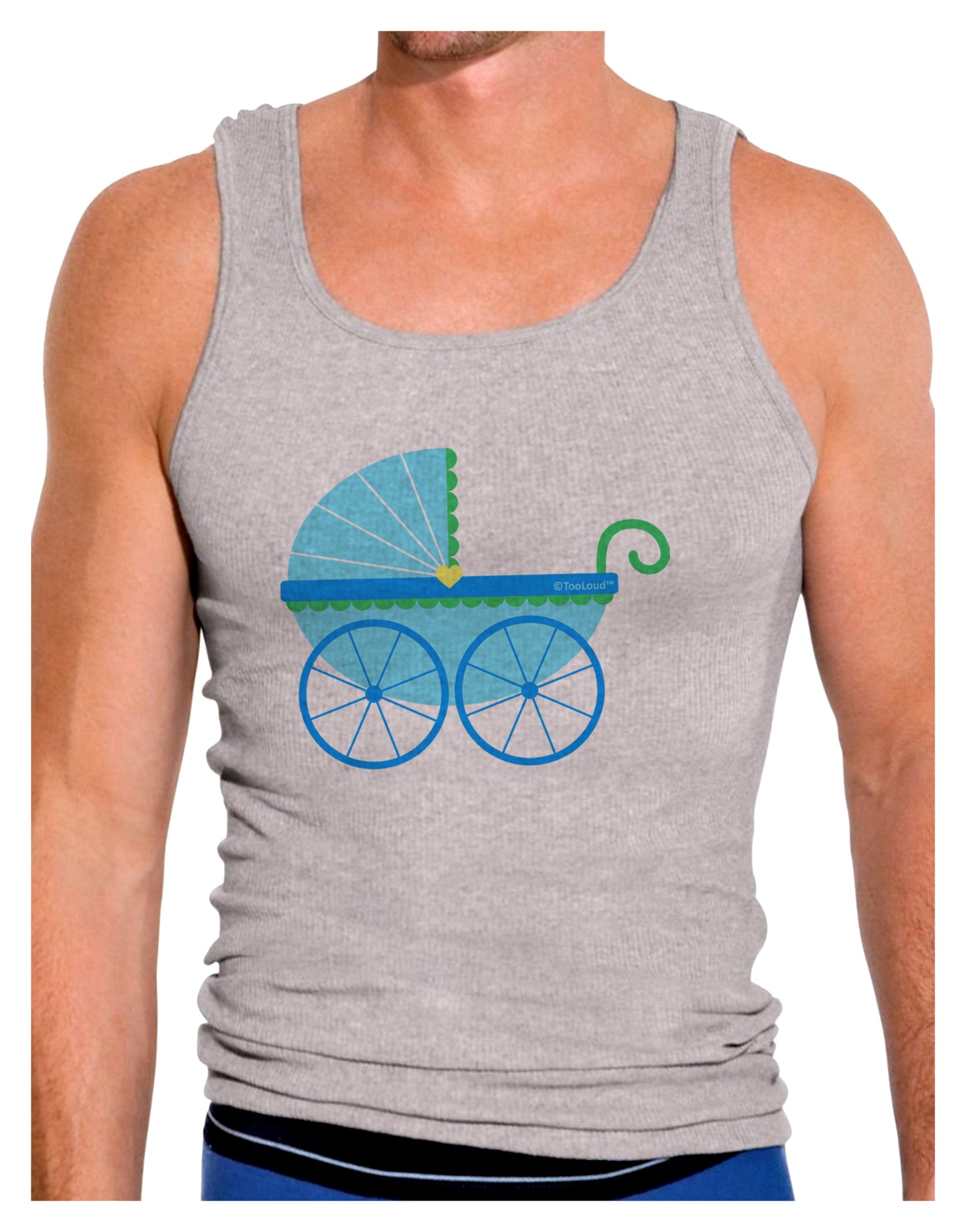Baby Boy Carriage Mens Ribbed Tank Top-Mens Ribbed Tank Top-TooLoud-Heather-Gray-Small-Davson Sales