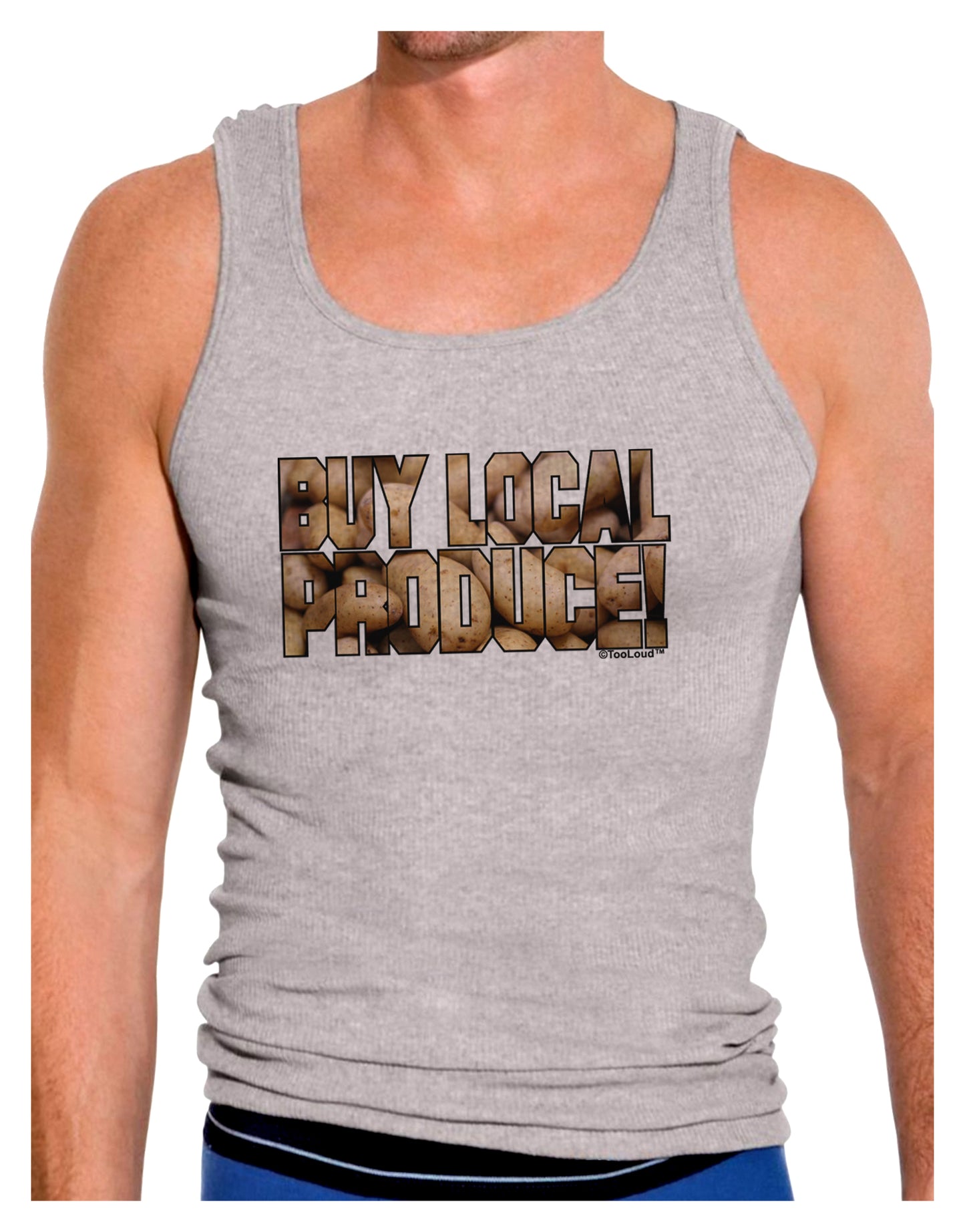 Buy Local Produce Potatoes Text Mens Ribbed Tank Top-Mens Ribbed Tank Top-TooLoud-Heather-Gray-Small-Davson Sales