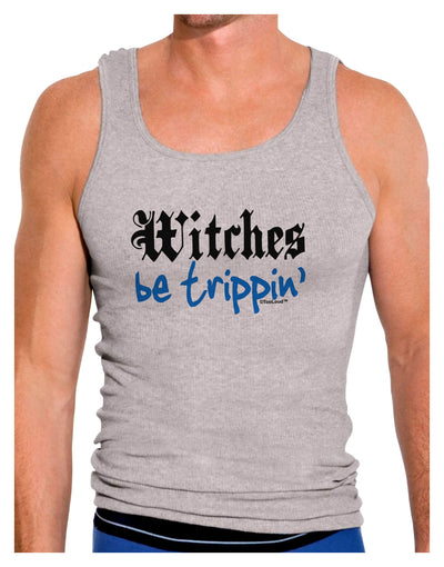 TooLoud Witches Be Trippin Blue Mens Ribbed Tank Top-Mens Ribbed Tank Top-TooLoud-Heather-Gray-Small-Davson Sales