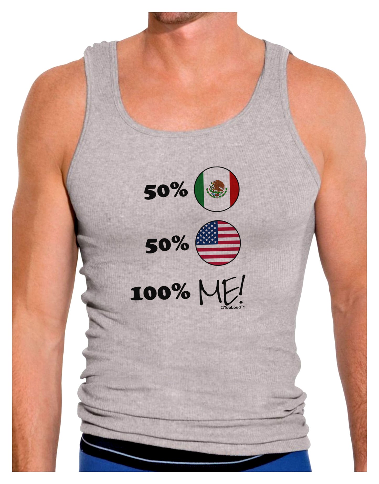 Mexican American 100 Percent Me Mens Ribbed Tank Top-Mens Ribbed Tank Top-TooLoud-Heather-Gray-Small-Davson Sales