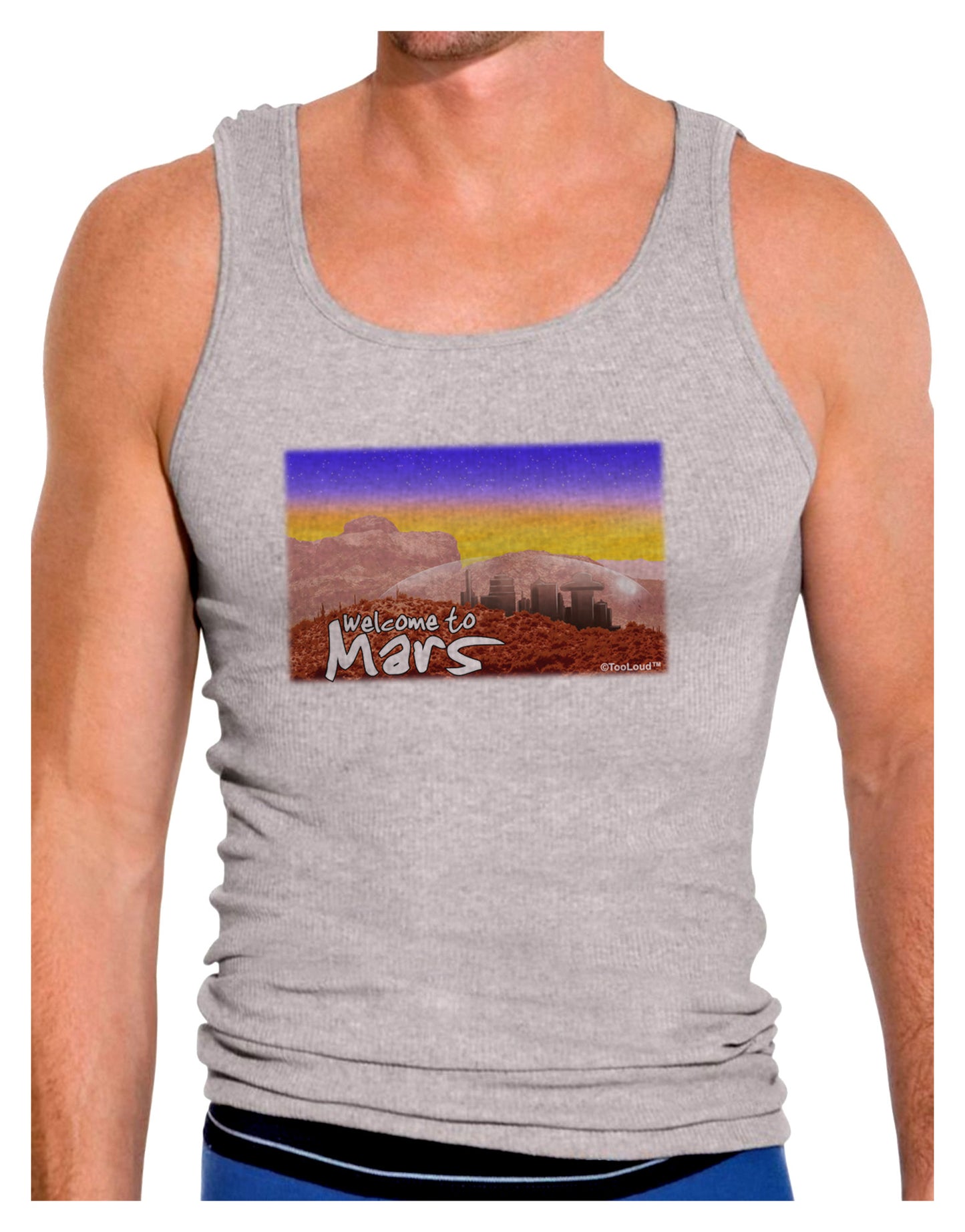 Welcome to Mars Mens Ribbed Tank Top-Mens Ribbed Tank Top-TooLoud-Heather-Gray-Small-Davson Sales