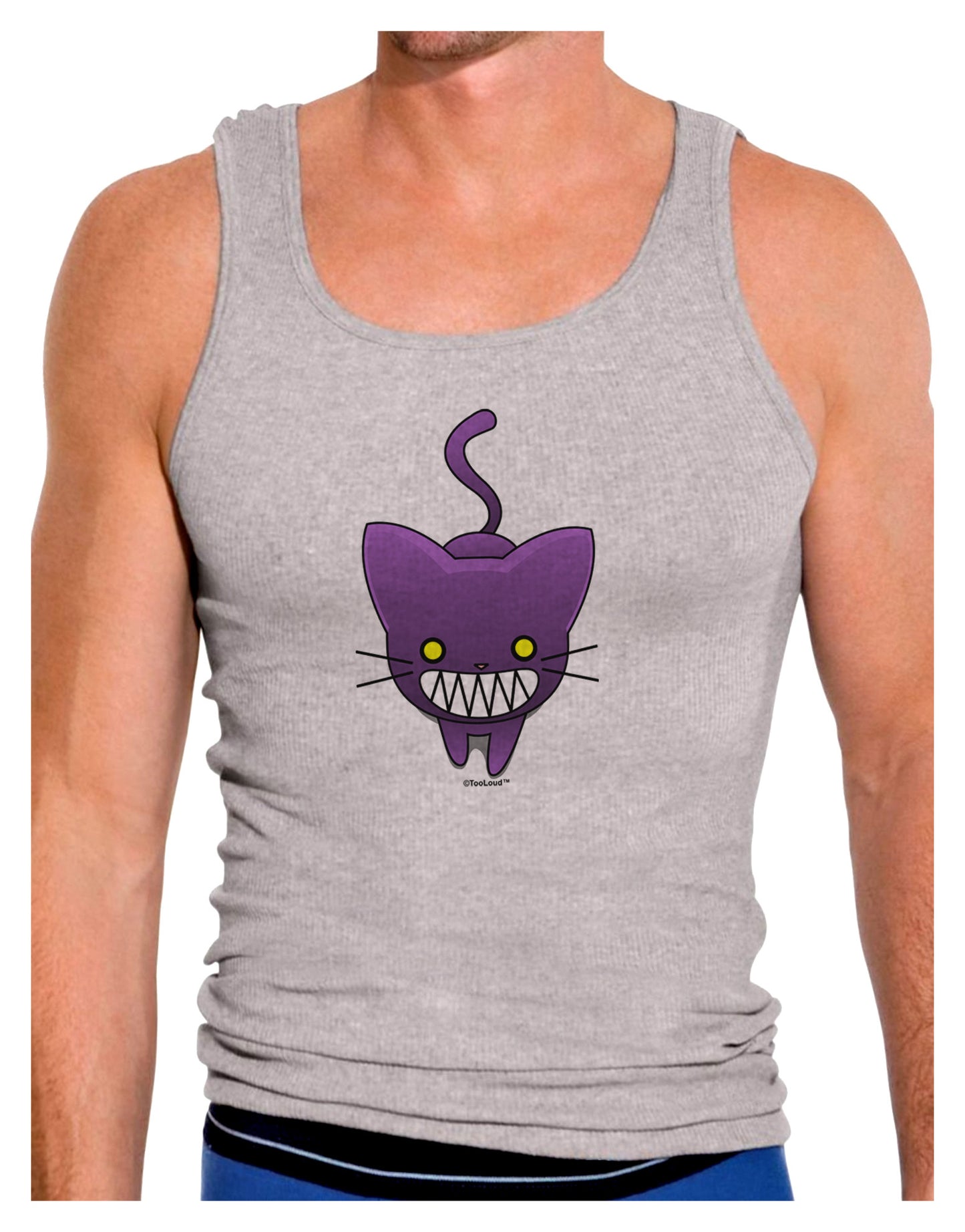Evil Kitty Mens Ribbed Tank Top-Mens Ribbed Tank Top-TooLoud-Heather-Gray-Small-Davson Sales