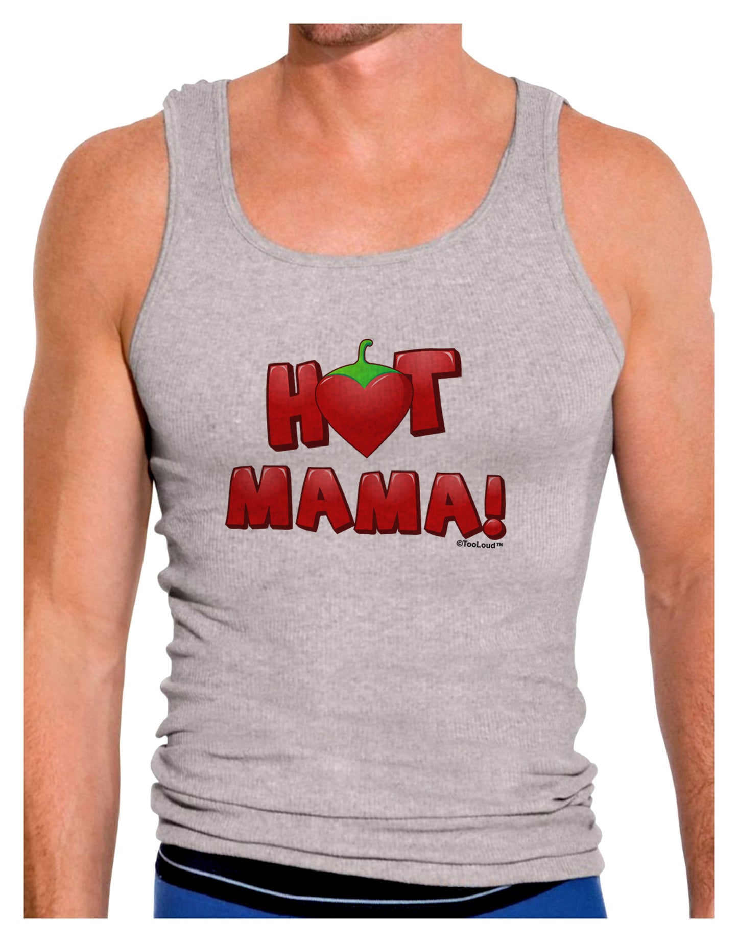 Hot Mama Chili Heart Mens Ribbed Tank Top-Mens Ribbed Tank Top-TooLoud-Heather-Gray-Small-Davson Sales