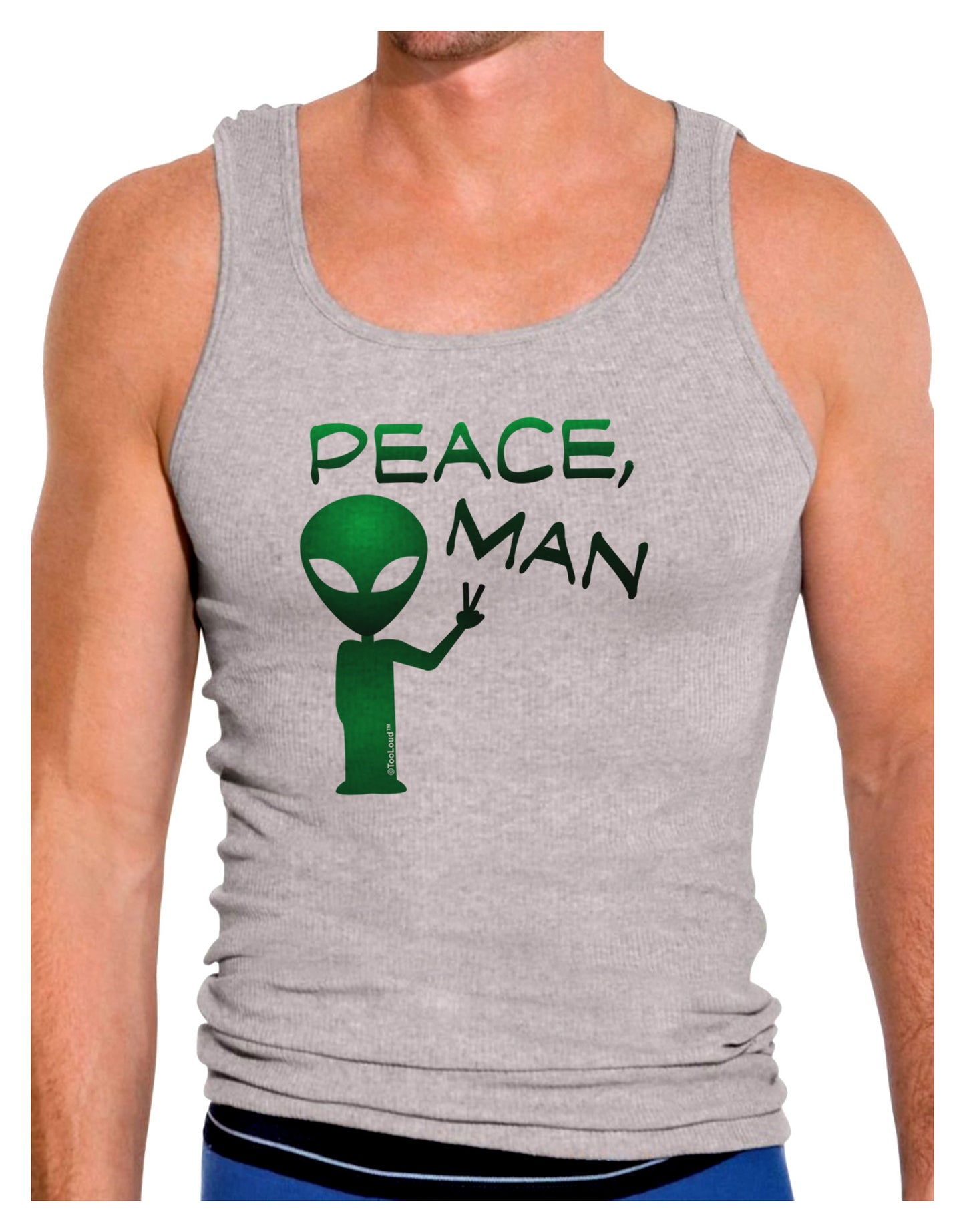 Peace Man Alien Mens Ribbed Tank Top-Mens Ribbed Tank Top-TooLoud-Heather-Gray-Small-Davson Sales