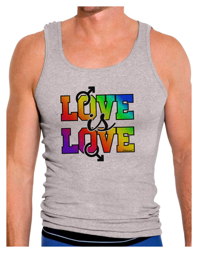 Love Is Love Gay Pride Mens Ribbed Tank Top-Mens Ribbed Tank Top-TooLoud-Heather-Gray-Small-Davson Sales