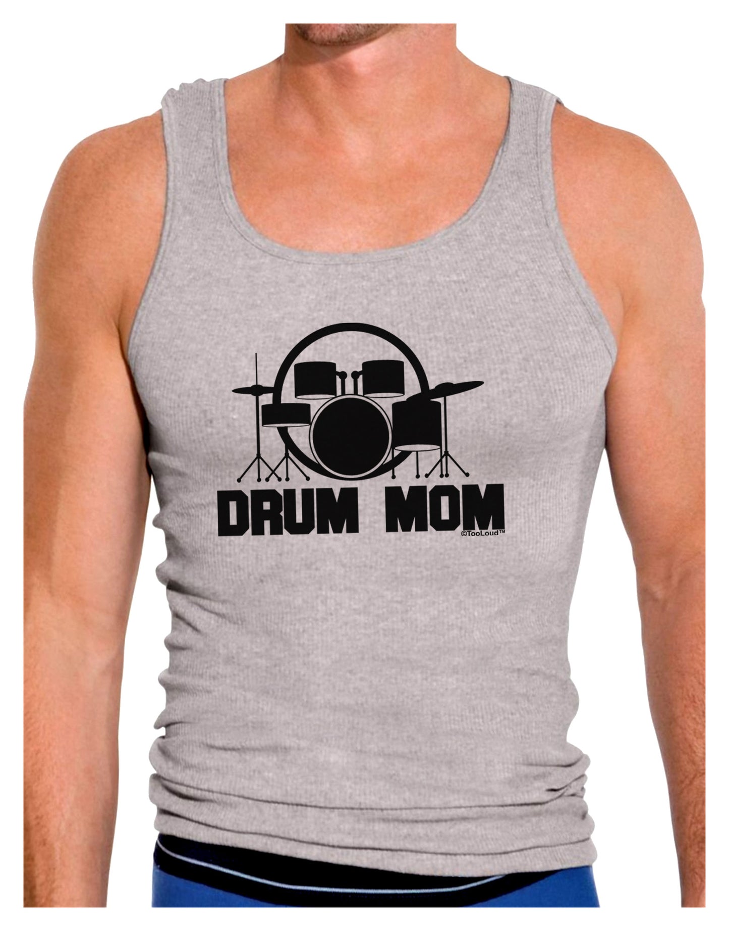 Drum Mom - Mother's Day Design Mens Ribbed Tank Top-Mens Ribbed Tank Top-TooLoud-Heather-Gray-Small-Davson Sales