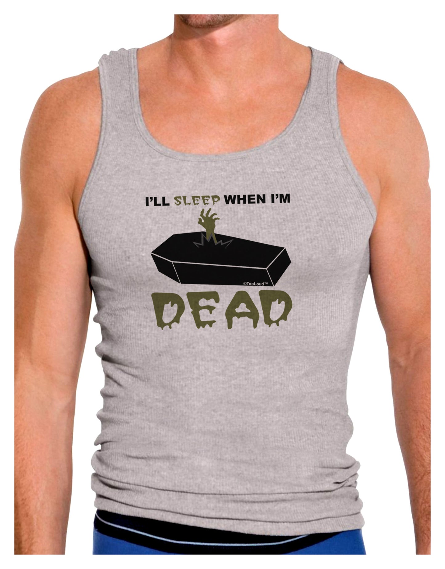 Sleep When Dead Coffin Mens Ribbed Tank Top-Mens Ribbed Tank Top-TooLoud-Heather-Gray-Small-Davson Sales