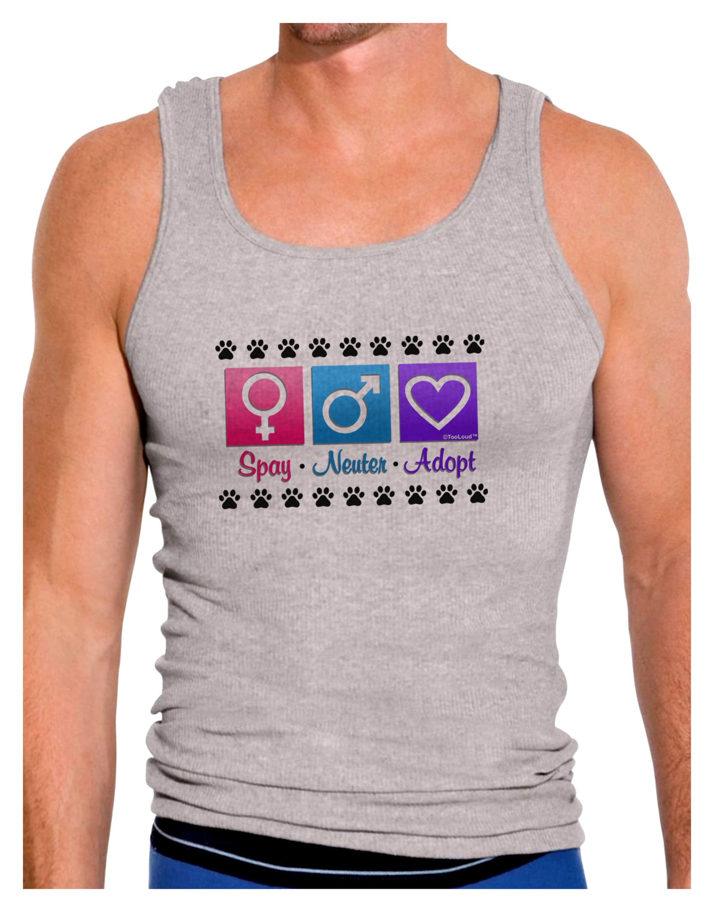 Spay Neuter Adopt Mens Ribbed Tank Top-Mens Ribbed Tank Top-TooLoud-Heather-Gray-Small-Davson Sales