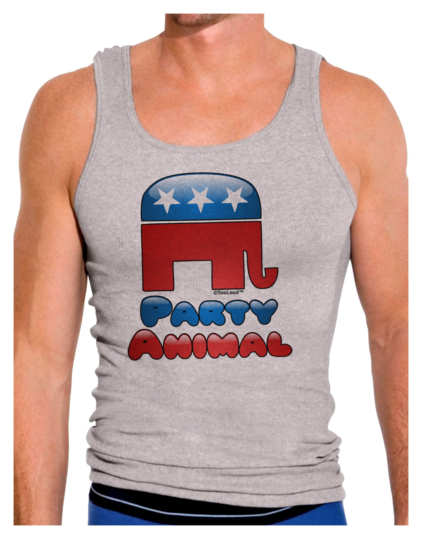 Republican Party Animal Mens Ribbed Tank Top-Mens Ribbed Tank Top-TooLoud-Heather-Gray-Small-Davson Sales