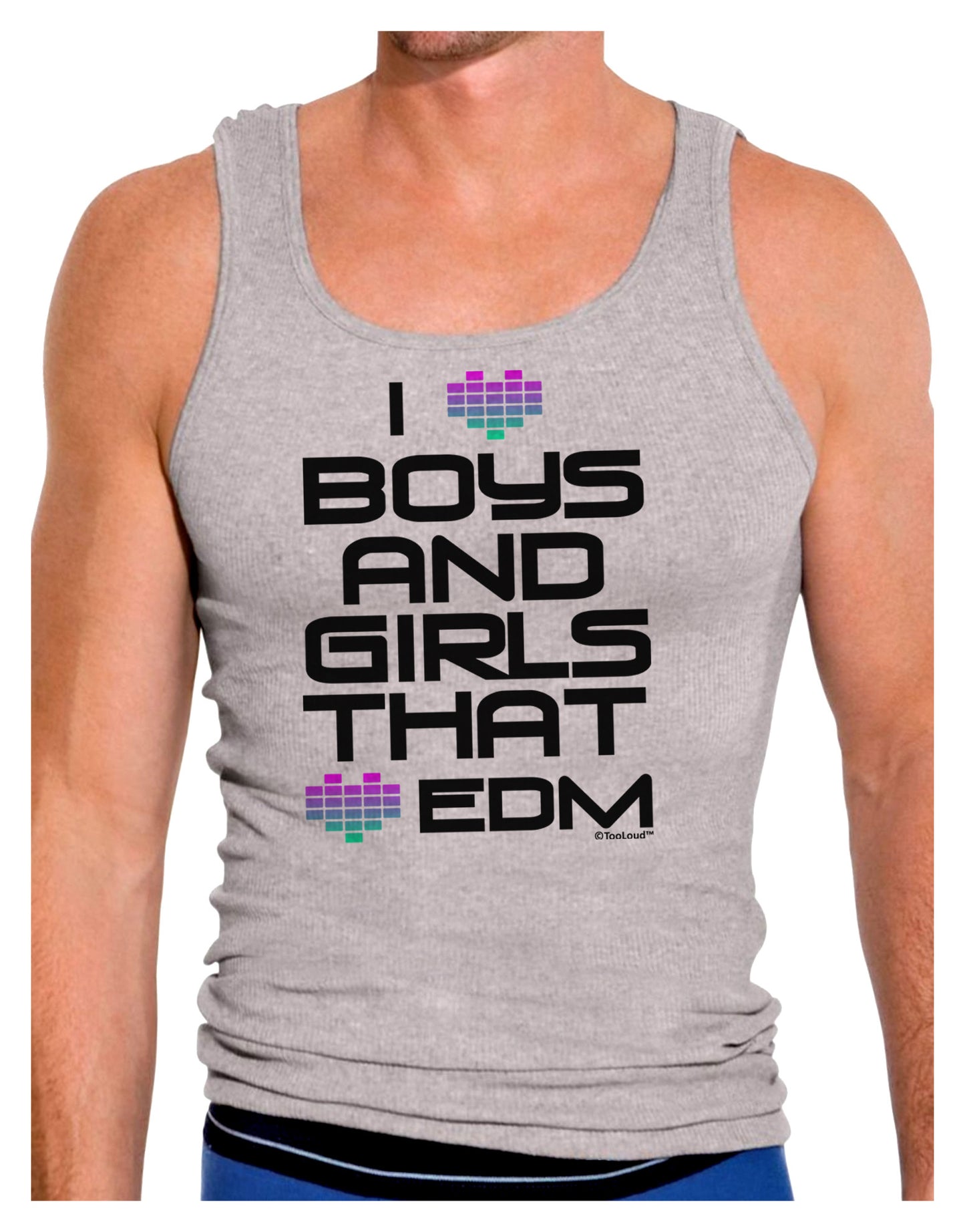 I Heart Boys and Girls That Heart EDM Mens Ribbed Tank Top-Mens Ribbed Tank Top-TooLoud-Heather-Gray-Small-Davson Sales