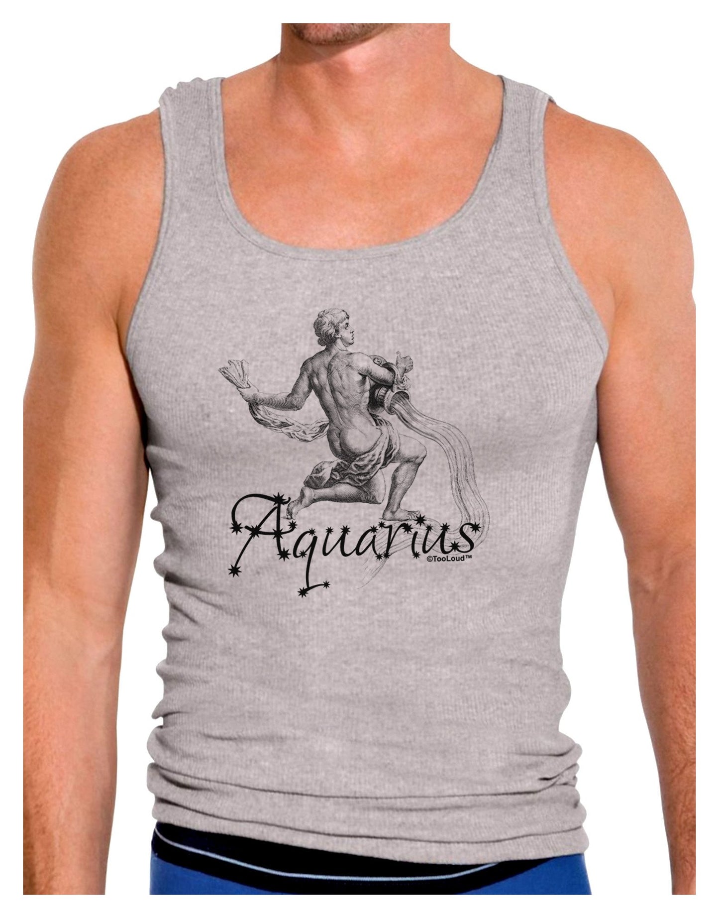 Aquarius Illustration Mens Ribbed Tank Top-Mens Ribbed Tank Top-TooLoud-Heather-Gray-XX-Large-Davson Sales