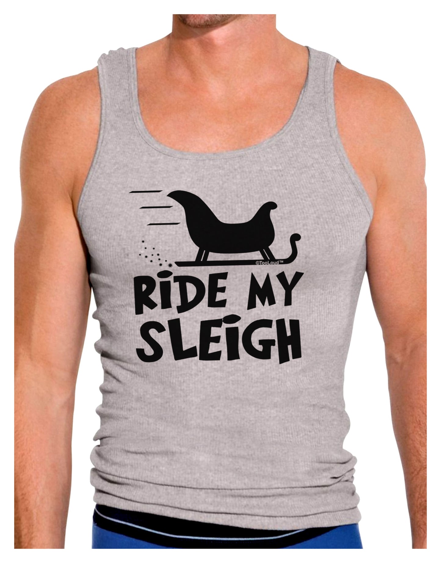 Ride My Sleigh BnW Mens Ribbed Tank Top-Mens Ribbed Tank Top-TooLoud-Heather-Gray-Small-Davson Sales