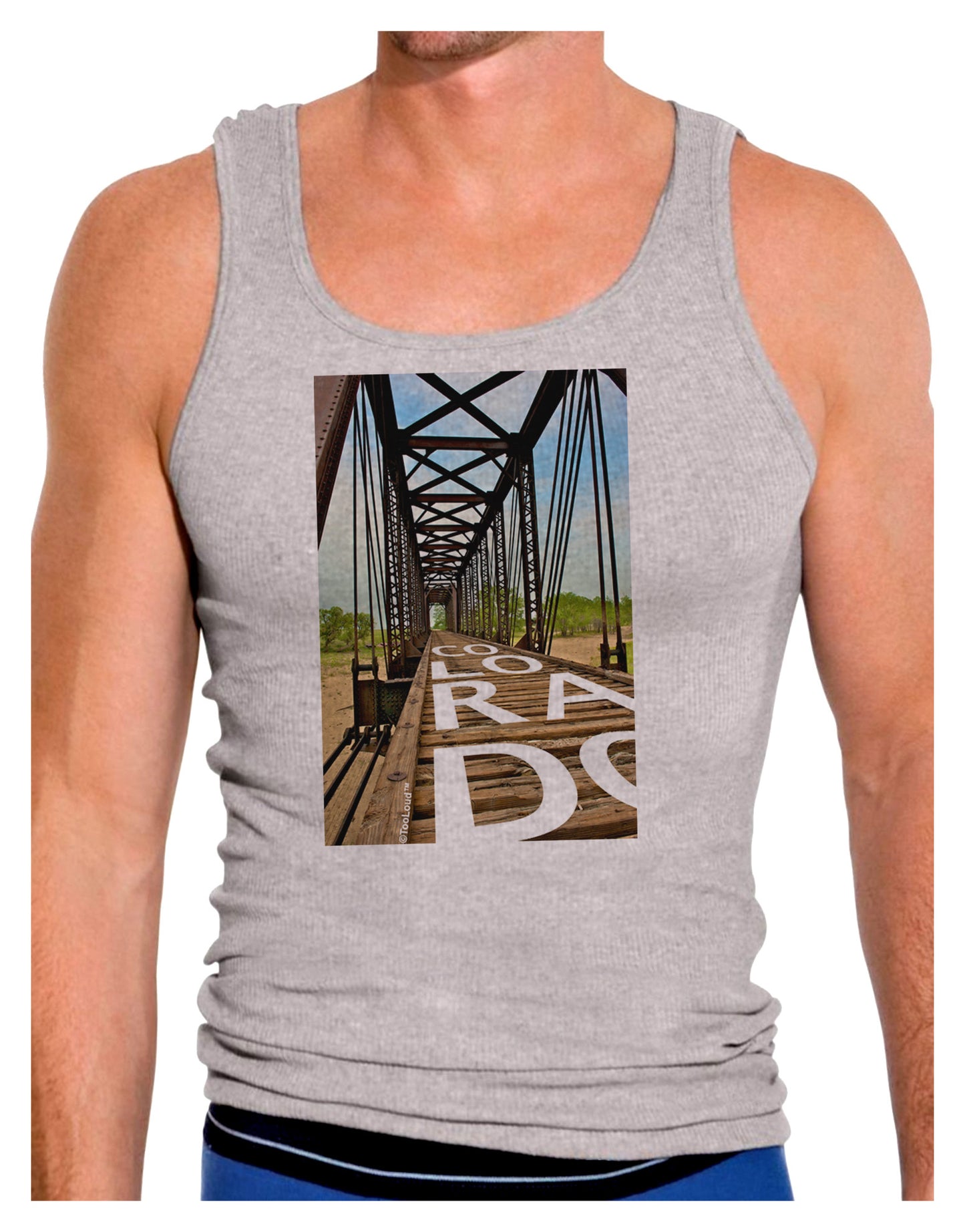 Colorado Bridge Text Mens Ribbed Tank Top-Mens Ribbed Tank Top-TooLoud-Heather-Gray-Small-Davson Sales