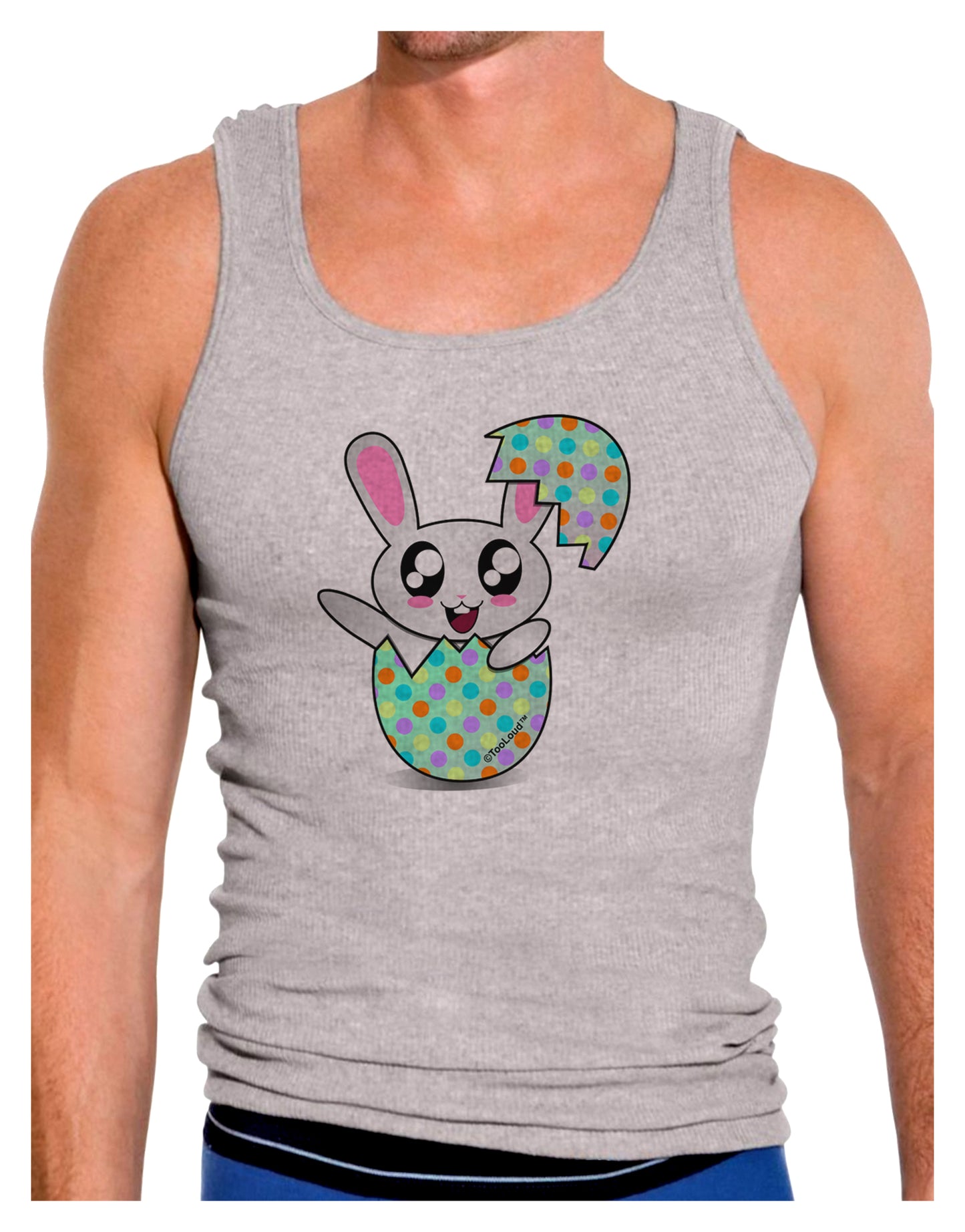 Bunny Hatching From Egg Mens Ribbed Tank Top-Mens Ribbed Tank Top-TooLoud-Heather-Gray-Small-Davson Sales