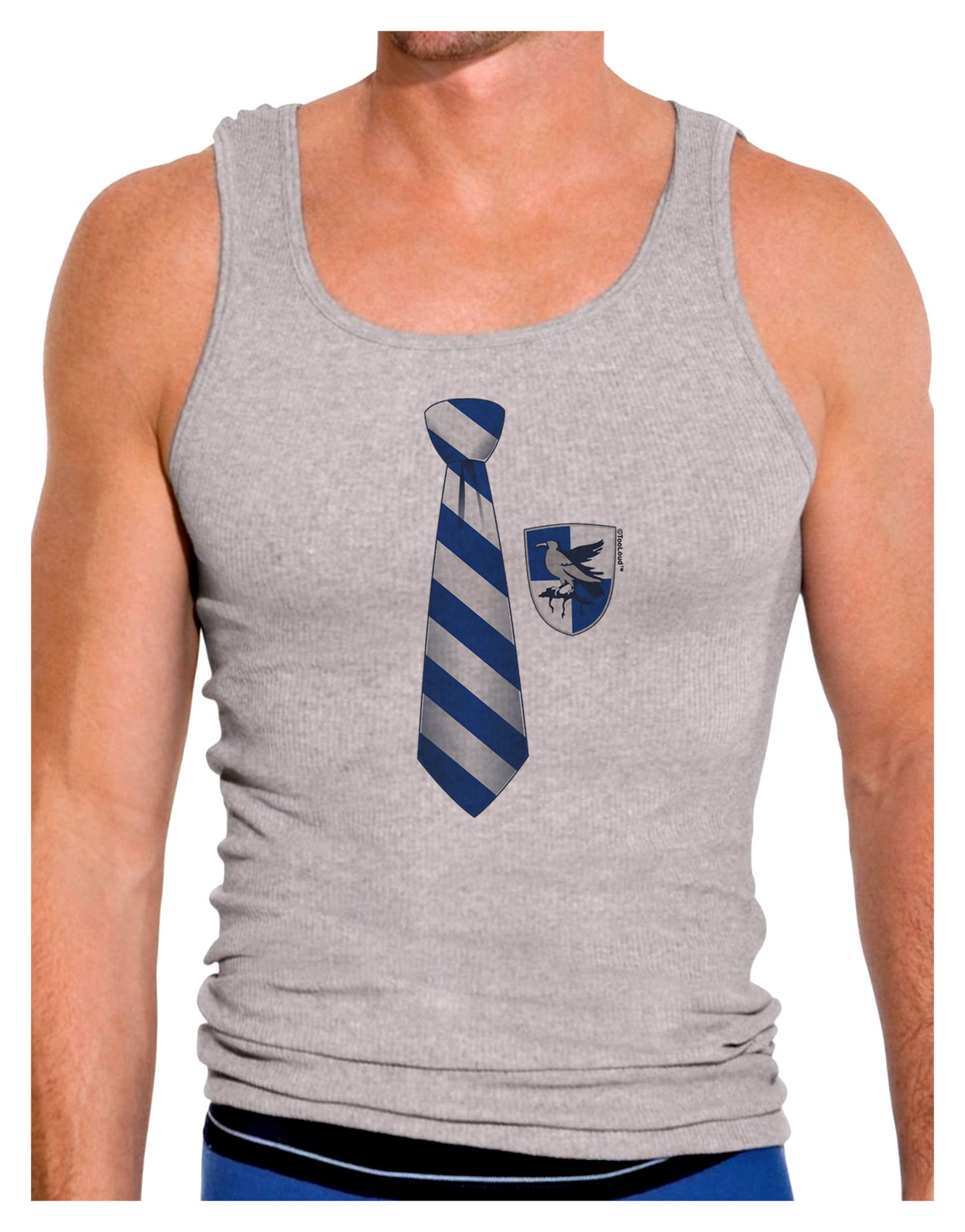 TooLoud Wizard Tie Blue and Silver Mens Ribbed Tank Top-Mens Ribbed Tank Top-TooLoud-Heather-Gray-Small-Davson Sales