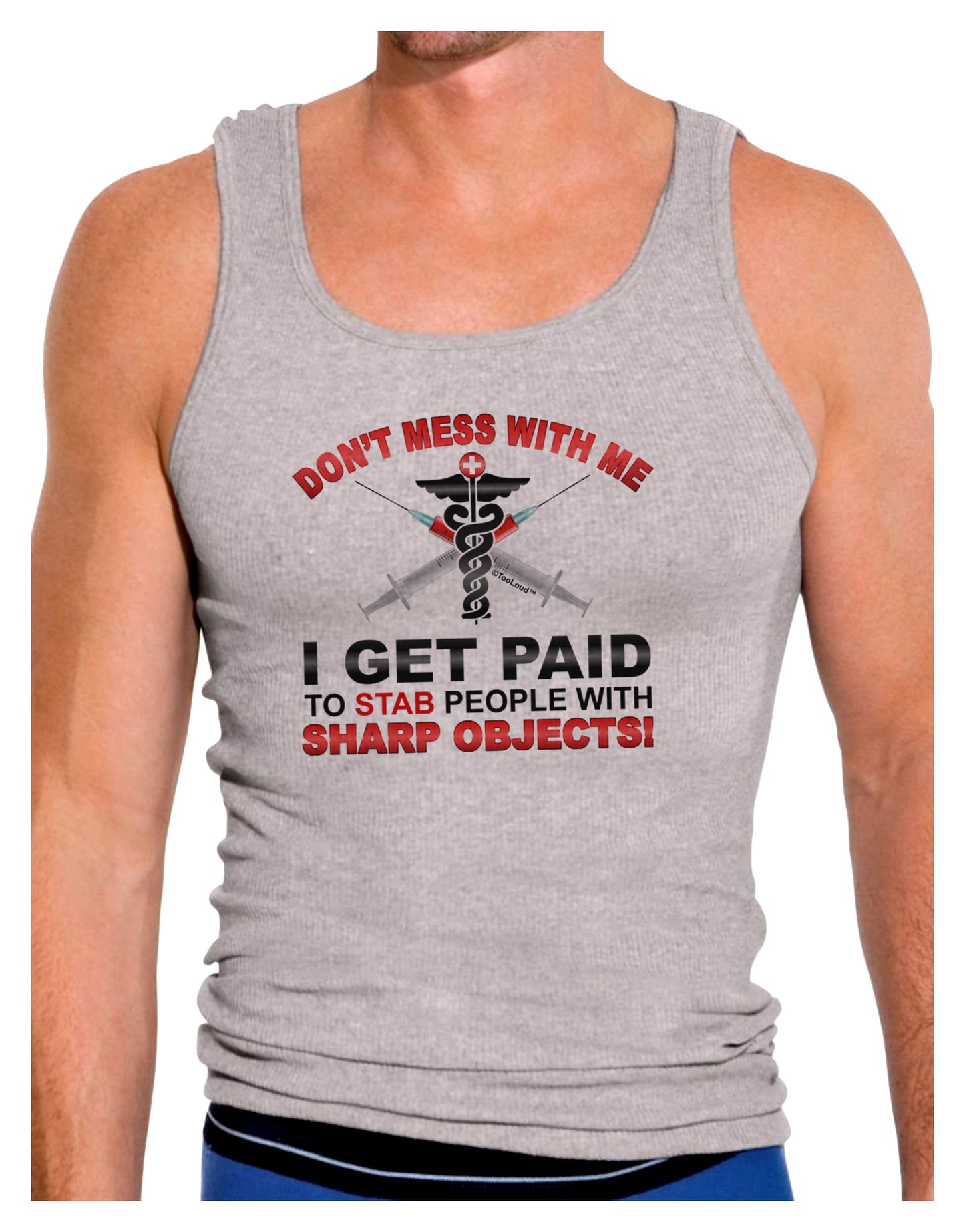 Nurse - Don't Mess With Me Mens Ribbed Tank Top-Mens Ribbed Tank Top-TooLoud-Heather-Gray-Small-Davson Sales