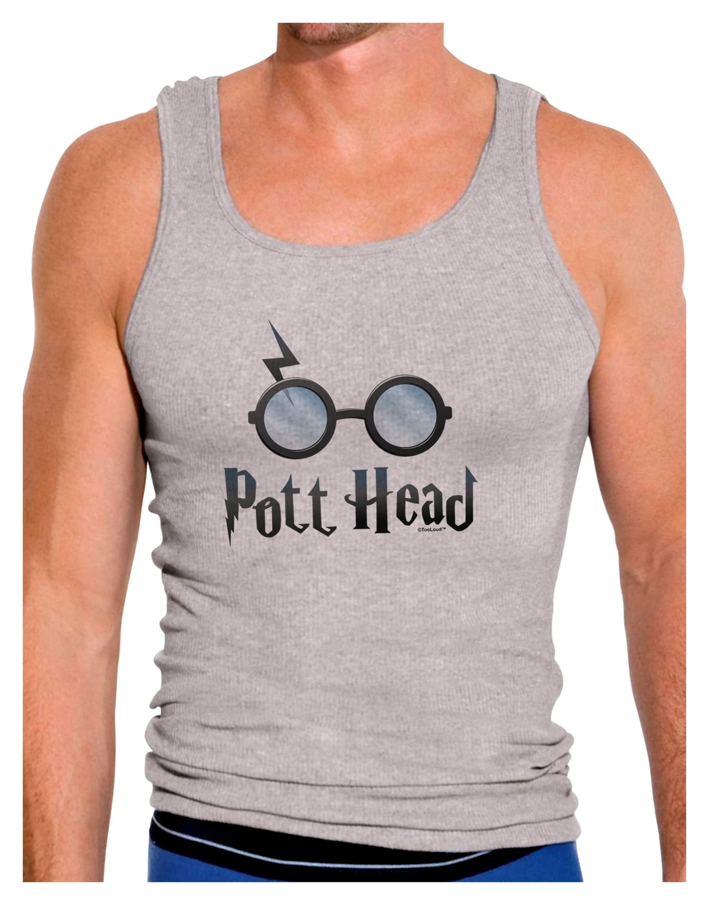 Pott Head Magic Glasses Mens Ribbed Tank Top-Mens Ribbed Tank Top-TooLoud-Heather-Gray-Small-Davson Sales