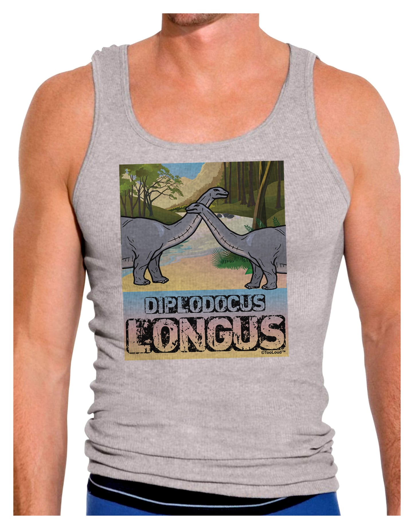 Diplodocus Longus - With Name Mens Ribbed Tank Top-Mens Ribbed Tank Top-TooLoud-Heather-Gray-Small-Davson Sales