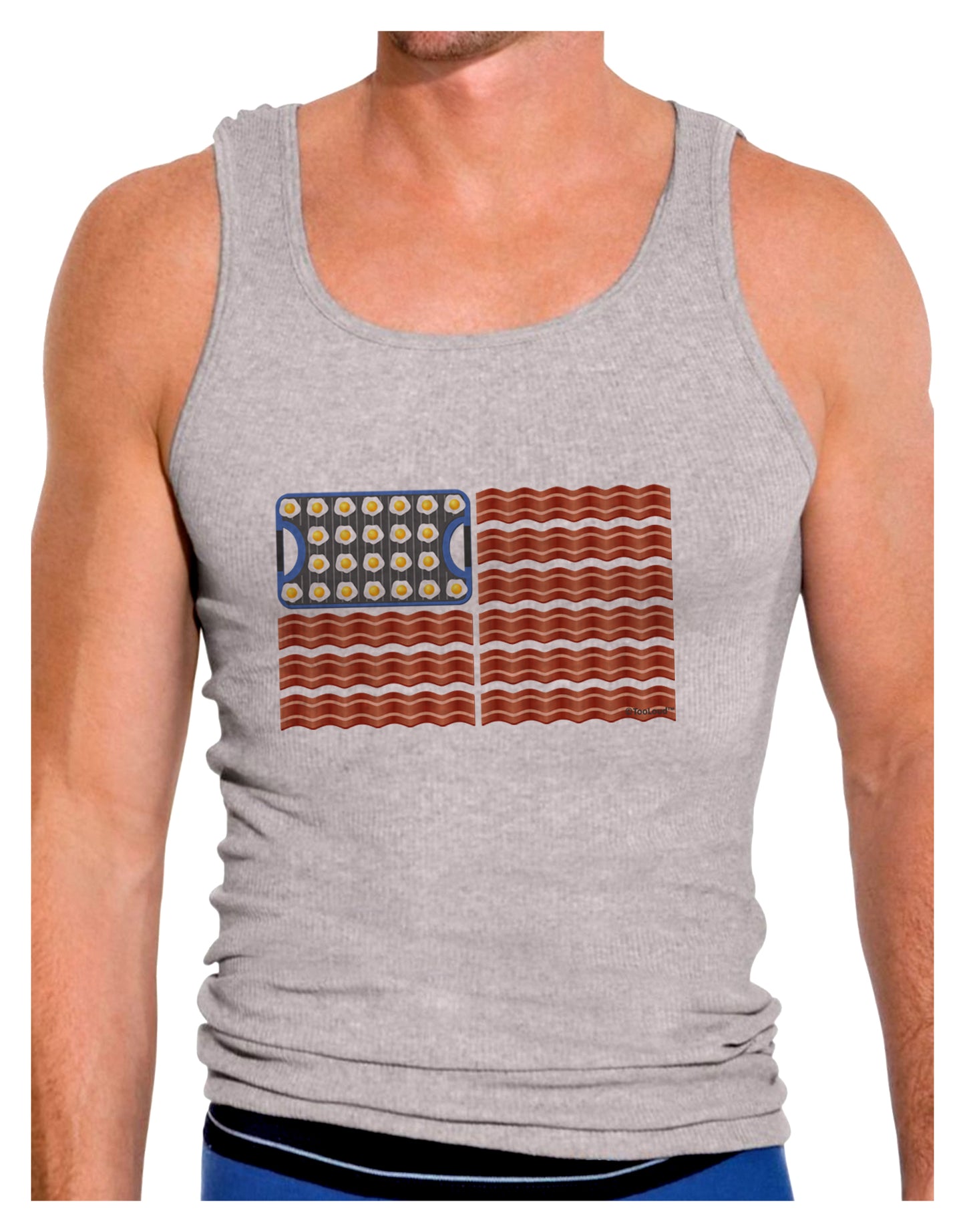 American Breakfast Flag - Bacon and Eggs Mens Ribbed Tank Top-Mens Ribbed Tank Top-TooLoud-Heather-Gray-Small-Davson Sales