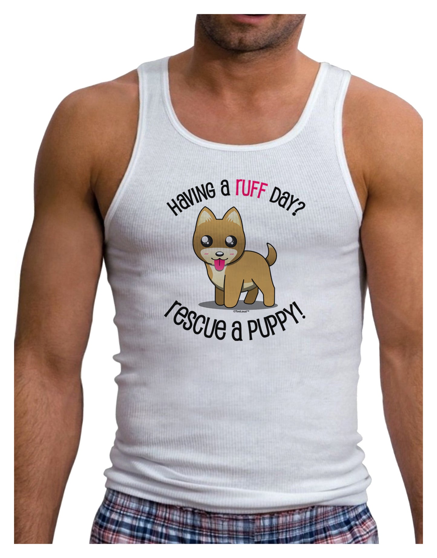 Rescue A Puppy Mens Ribbed Tank Top-Mens Ribbed Tank Top-TooLoud-White-Small-Davson Sales