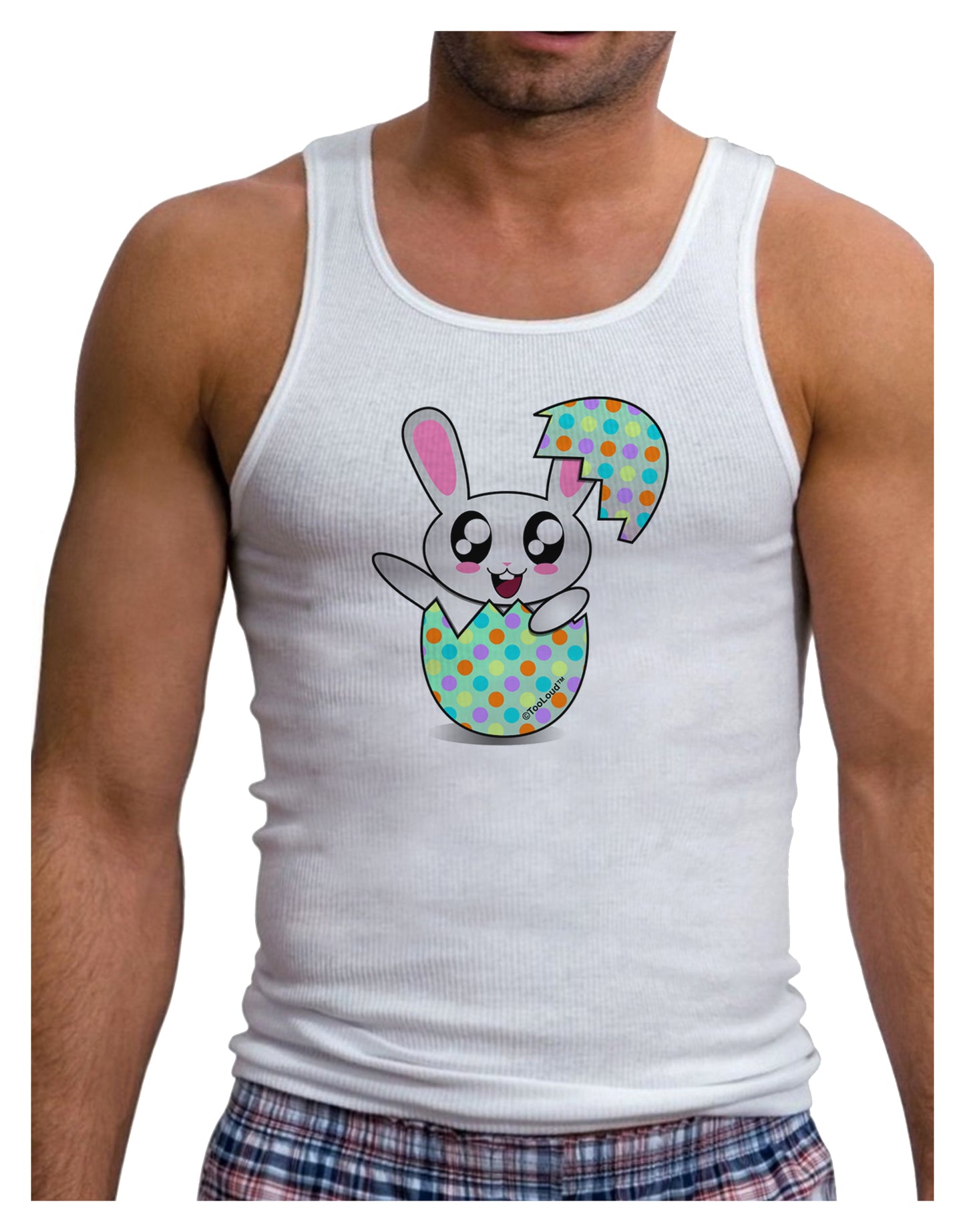 Bunny Hatching From Egg Mens Ribbed Tank Top-Mens Ribbed Tank Top-TooLoud-White-Small-Davson Sales