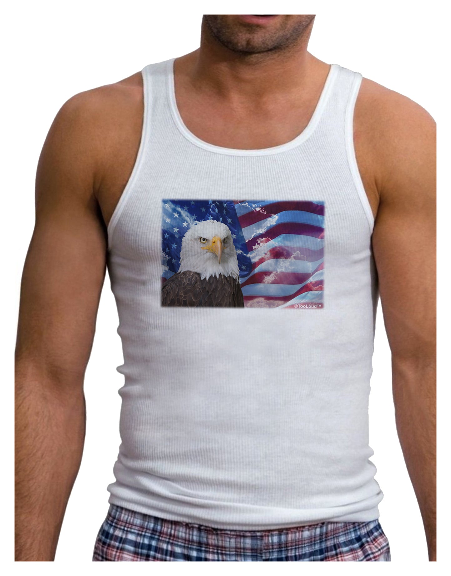 All American Eagle Mens Ribbed Tank Top-Mens Ribbed Tank Top-TooLoud-White-Small-Davson Sales