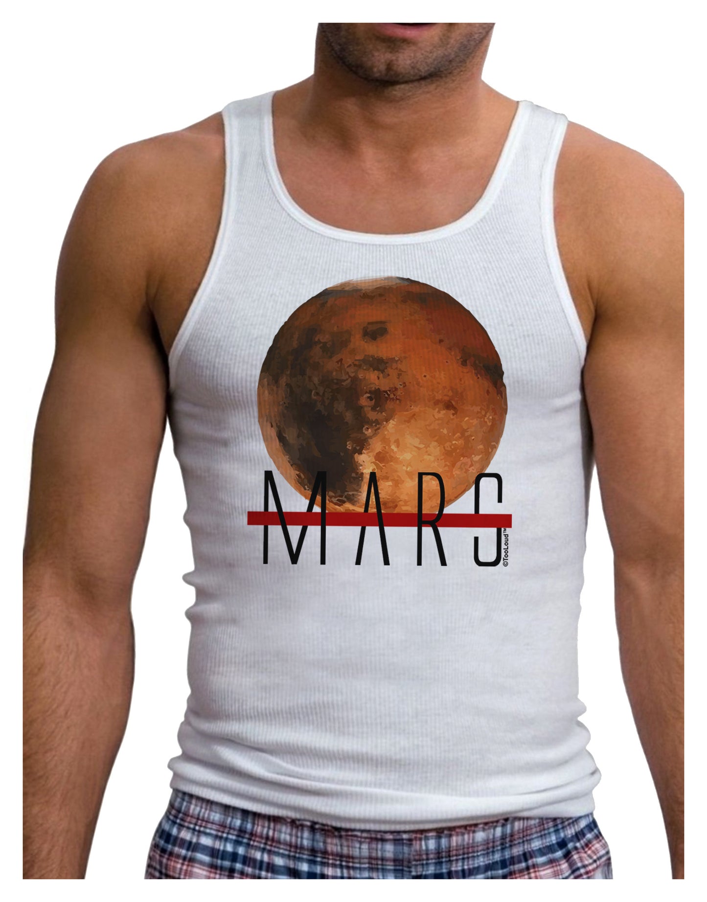 Planet Mars Text Mens Ribbed Tank Top-Mens Ribbed Tank Top-TooLoud-White-Small-Davson Sales